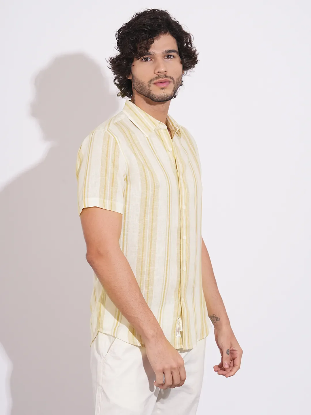 Khaki Regular Fit Regular Collar Men's Shirt by Being Human Clothing - Image 2