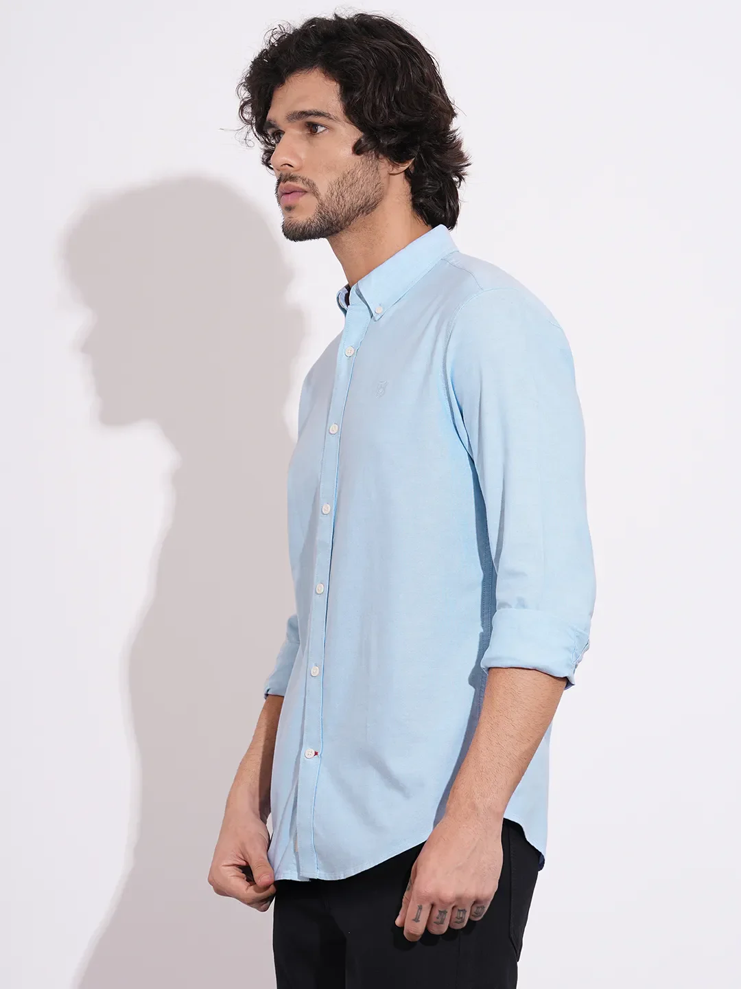 Light Blue Moderno Fit Regular Collar Men's Shirt by Being Human Clothing - Image 2