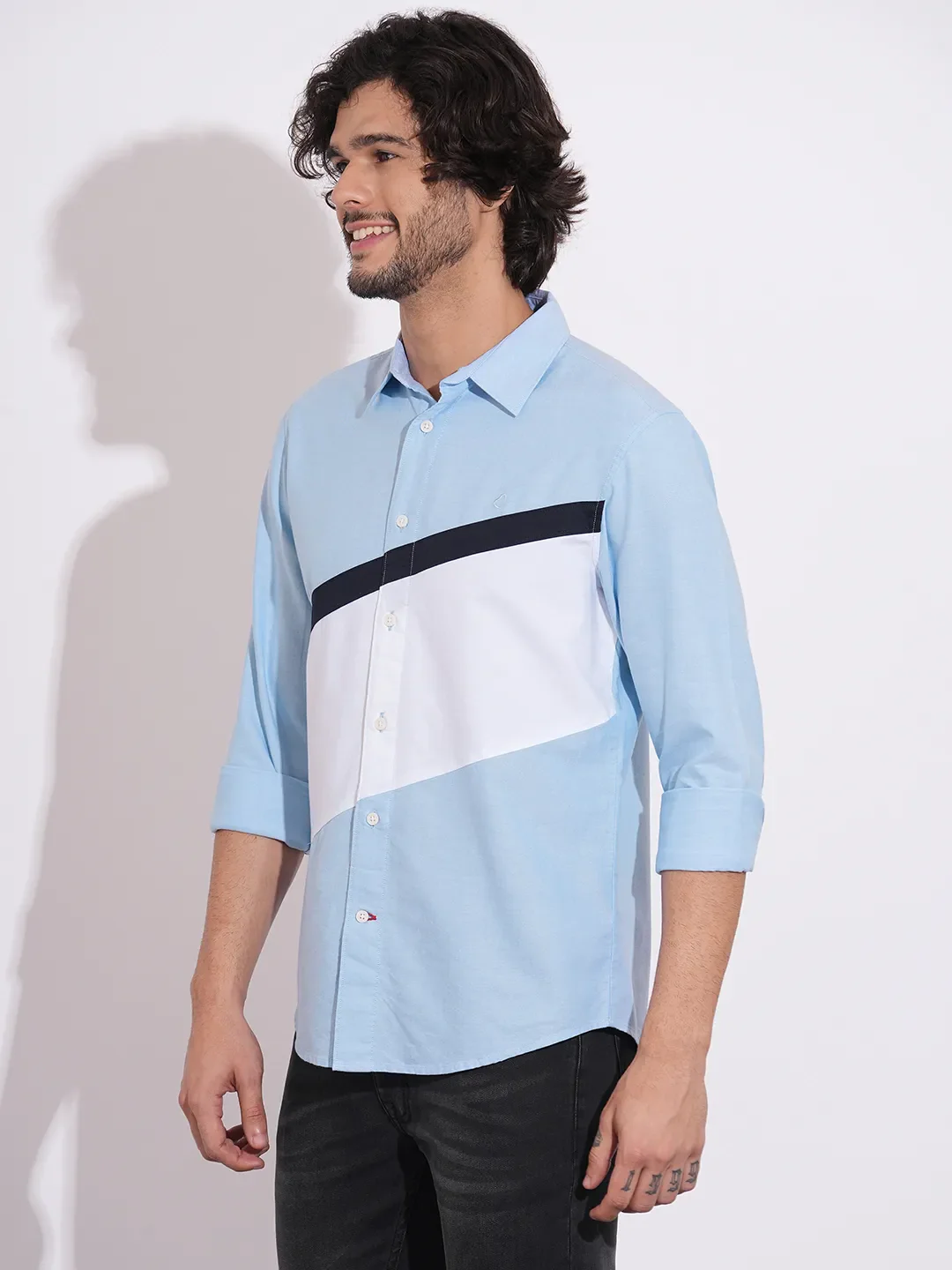 Light Blue Moderno Fit Regular Collar Men's Shirt by Being Human Clothing - Image 2