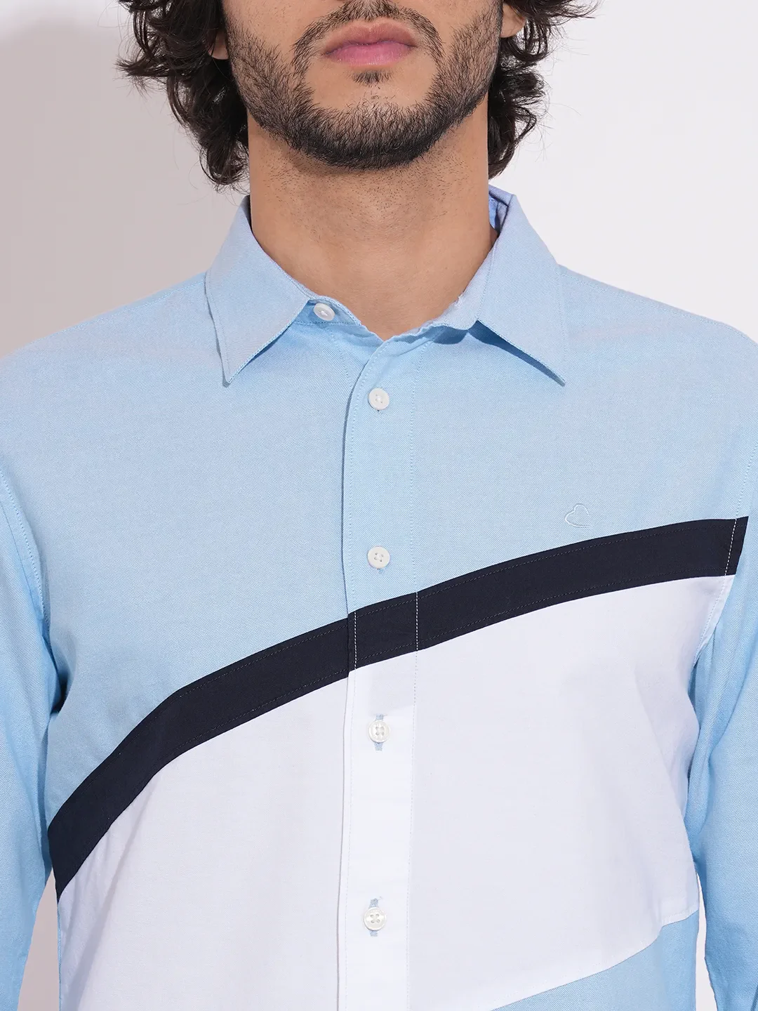 Light Blue Moderno Fit Regular Collar Men's Shirt by Being Human Clothing - Image 5