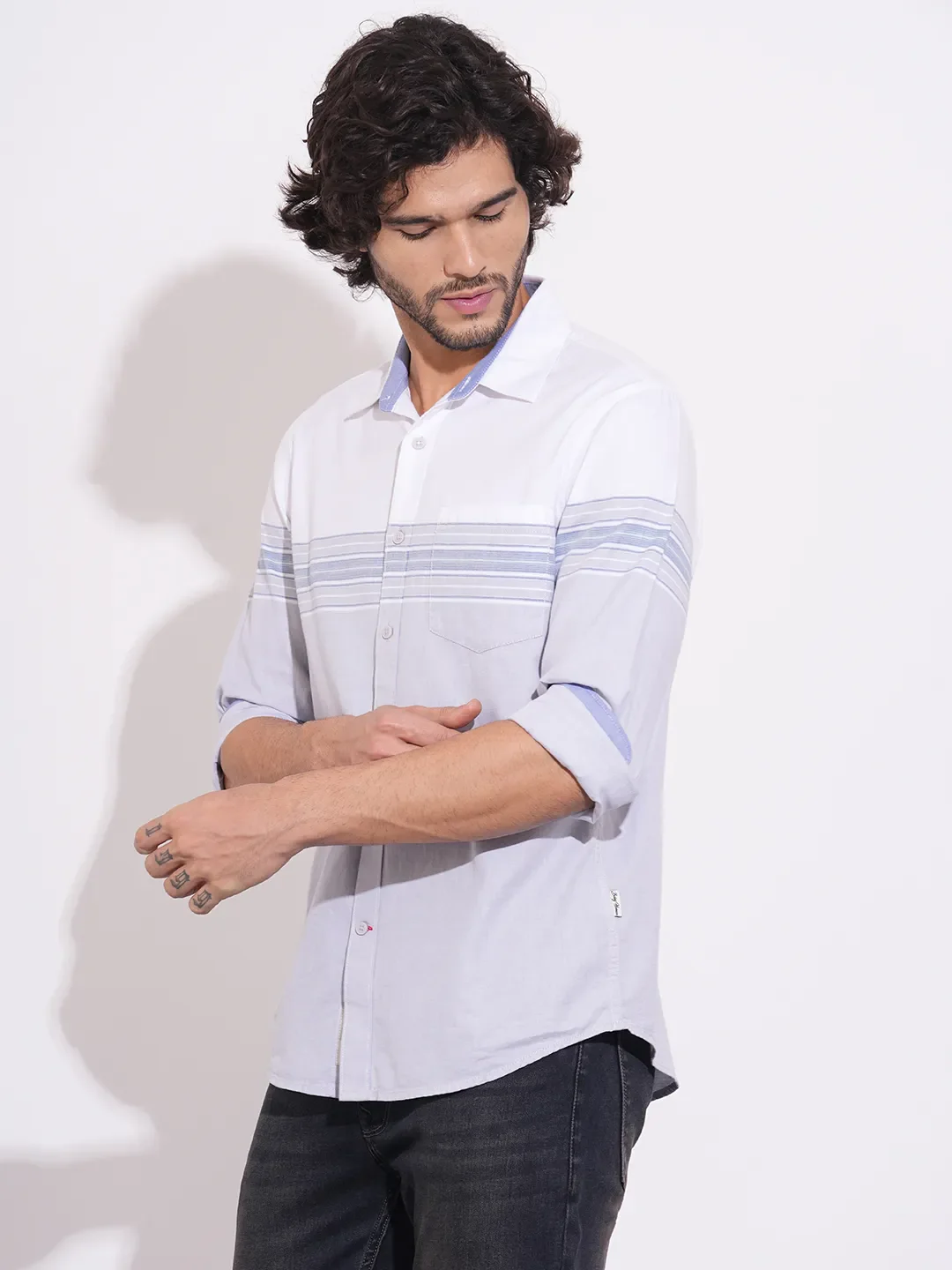 Grey Regular Fit Regular Collar Men's Shirt by Being Human Clothing - Image 2