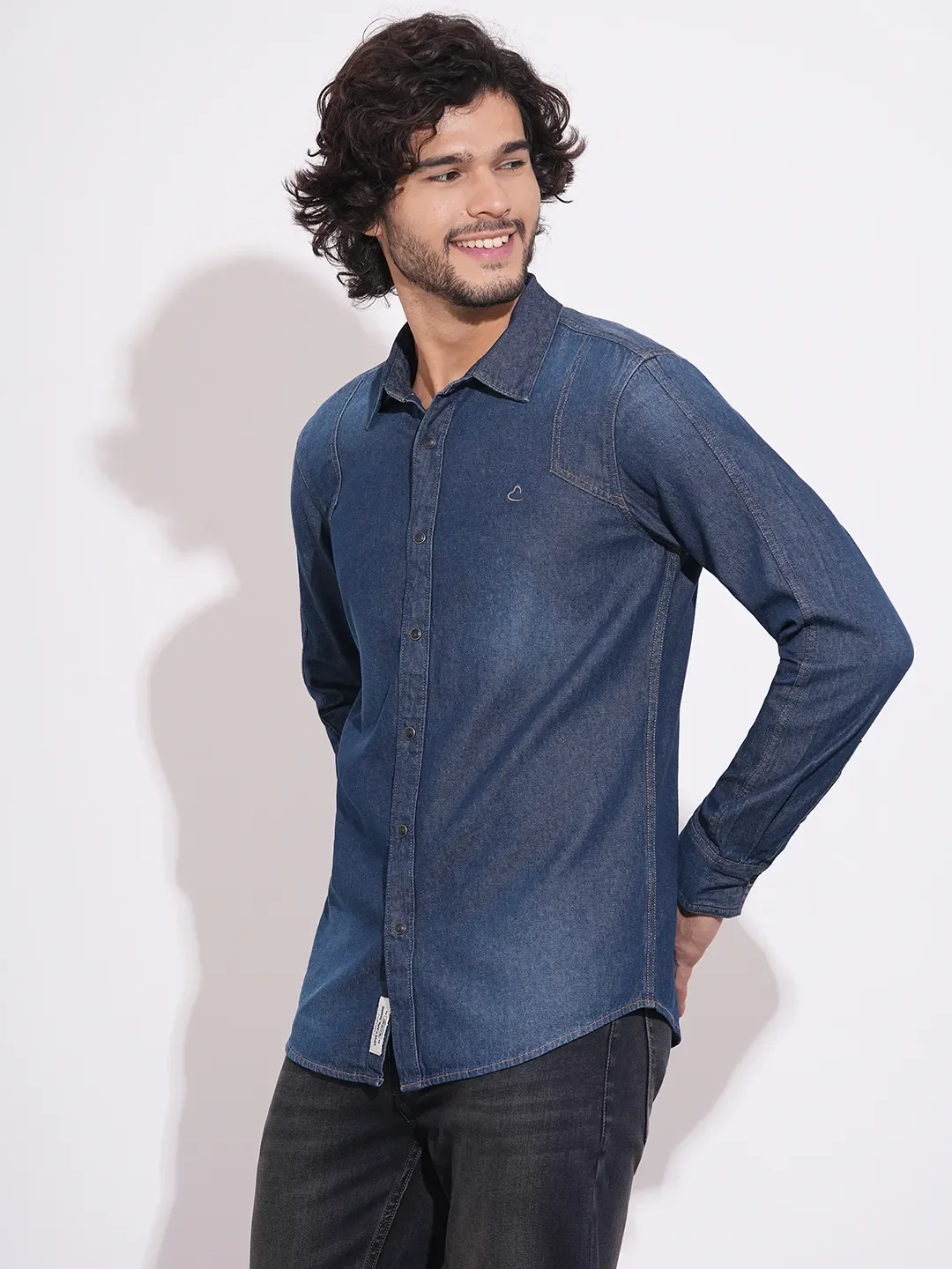 Light Blue Moderno Fit Regular Collar Men's Shirt by Being Human Clothing - Image 2