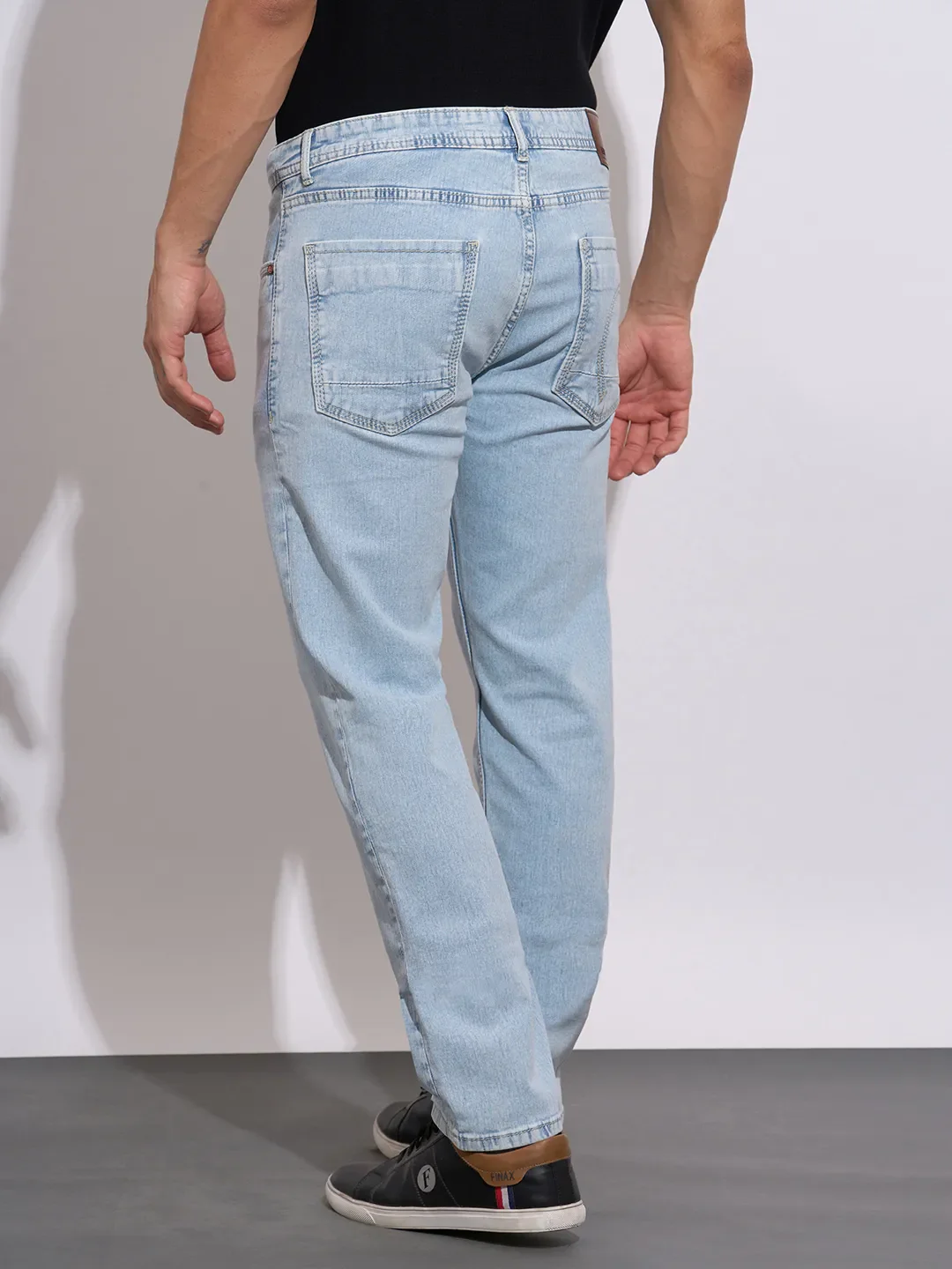 Ice Blue Straight Fit Denims For Men By Being Human Clothing - Image 3