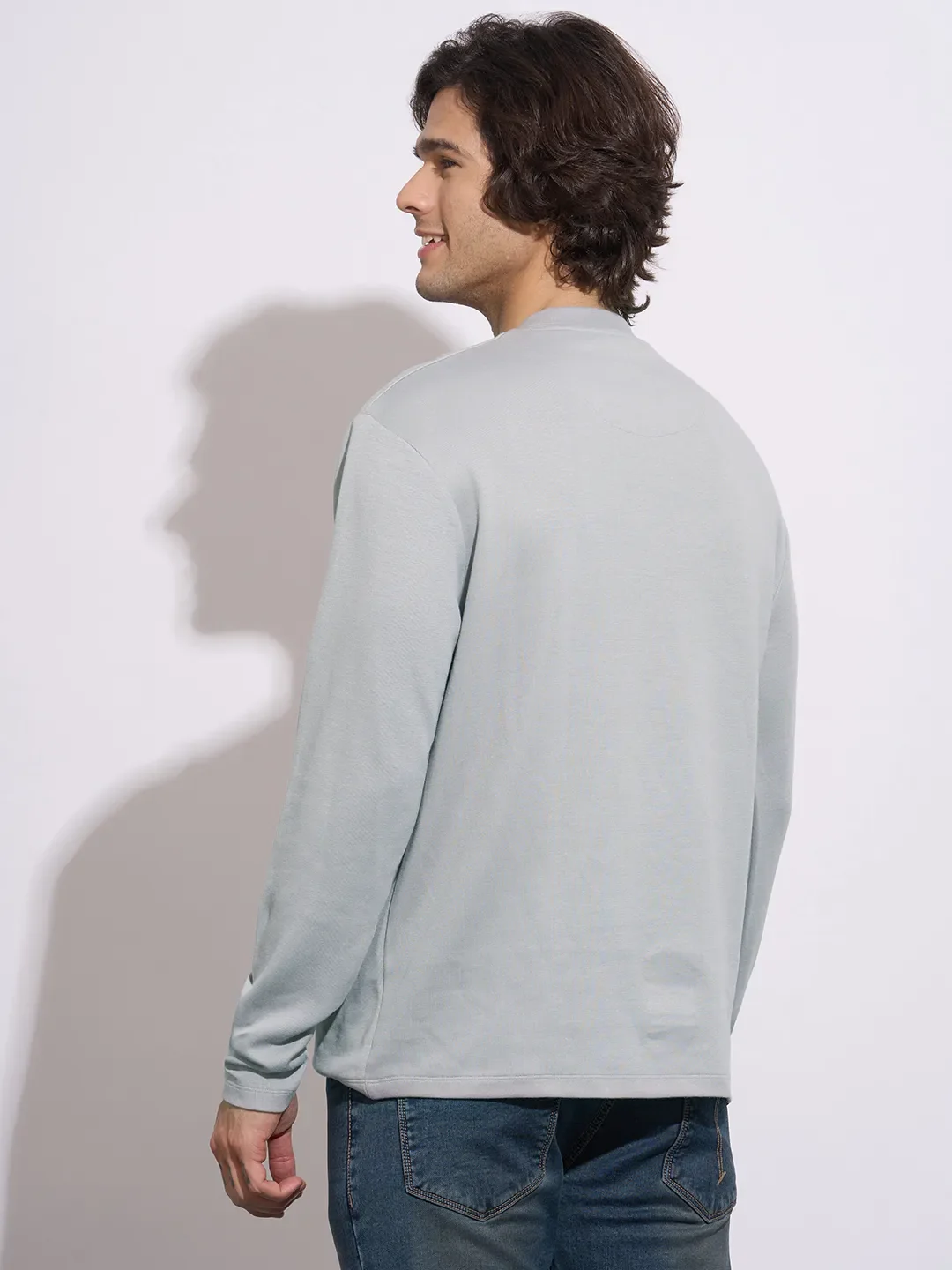 Dark Grey Easy Fit Men's Long Sleeves T-Shirt by Being Human Clothing - Image 3