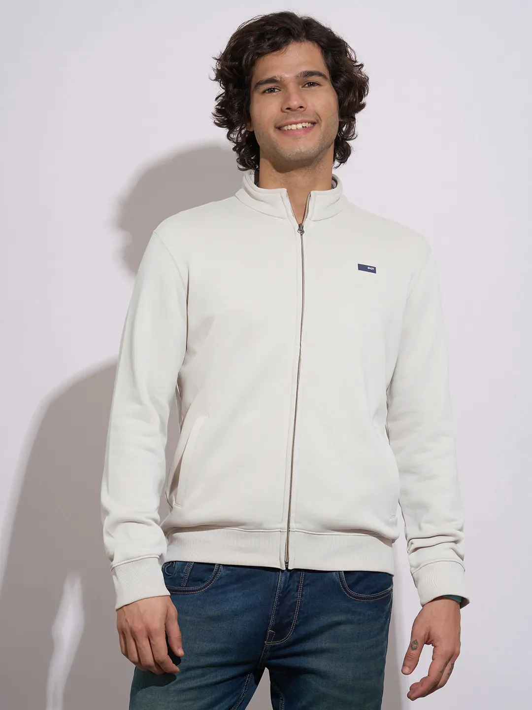 Grey Regular Fit Round Neck Men's Sweatshirt by Being Human Clothing