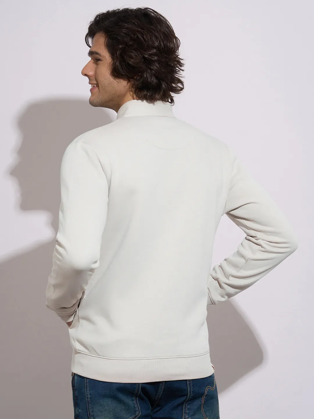 Grey Regular Fit Round Neck Men's Sweatshirt by Being Human Clothing - Image 3
