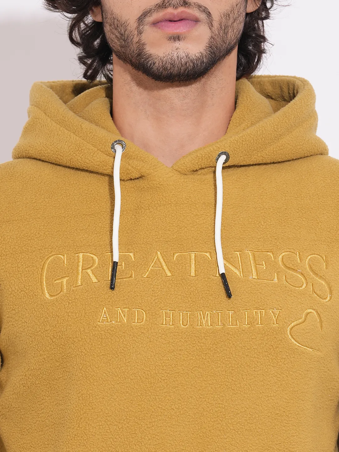 Yellow Regular Fit  Long Sleeves Men's Hoodie by Being Human Clothing - Image 5