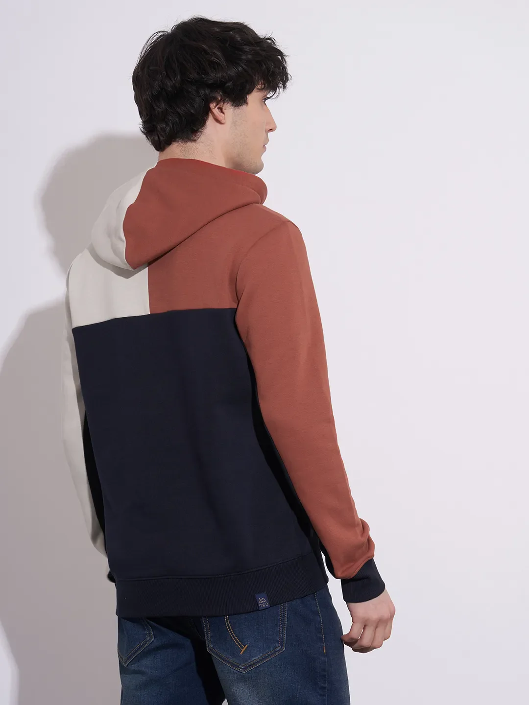 Blue Regular Fit  Long Sleeves Cotton Blend Men's Hoodie by Being Human Clothing - Image 3
