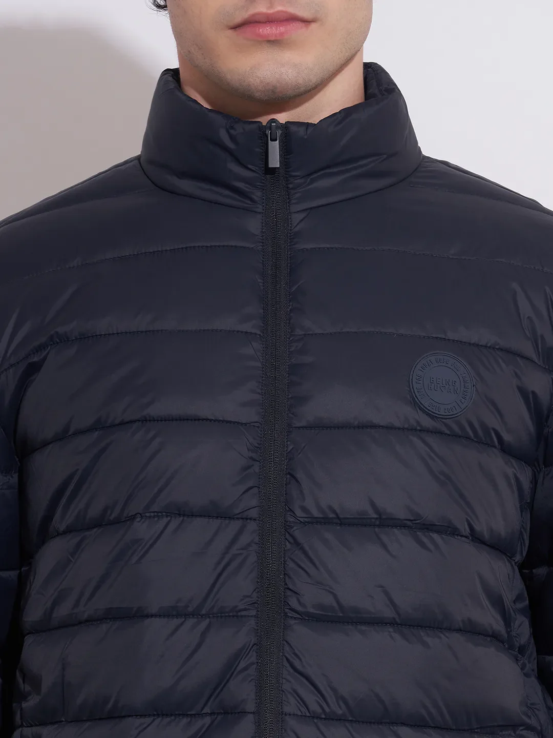 Navy Regular Fit Men's Jacket by Being Human Clothing - Image 5