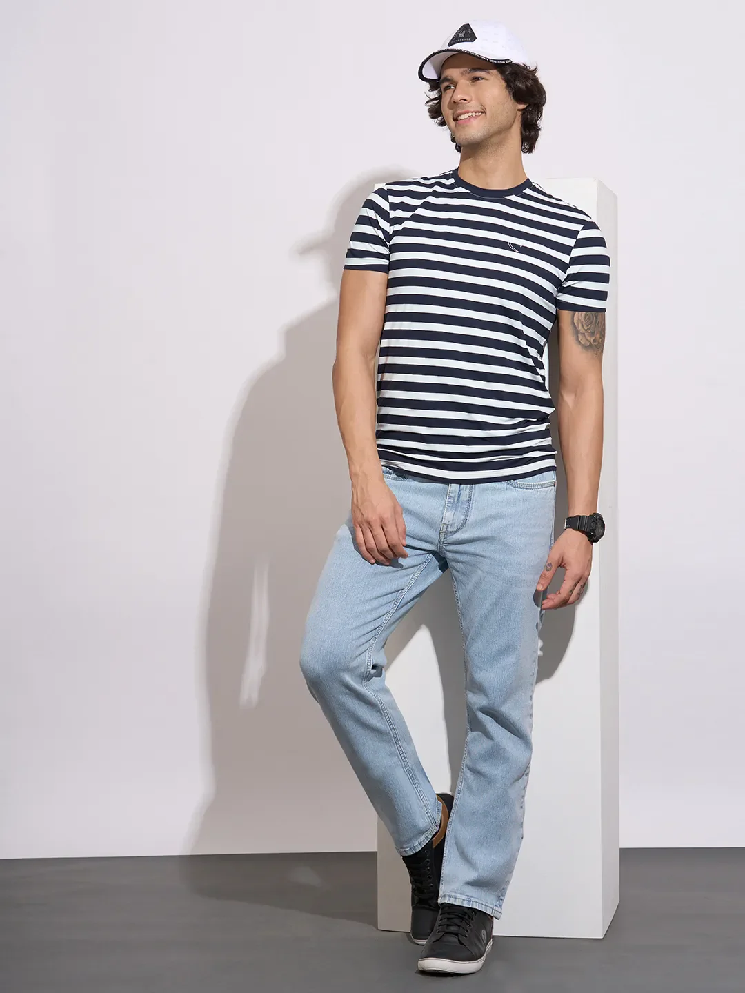 Navy Moderno Fit Round Neck Men's T-Shirt by Being Human Clothing - Image 4