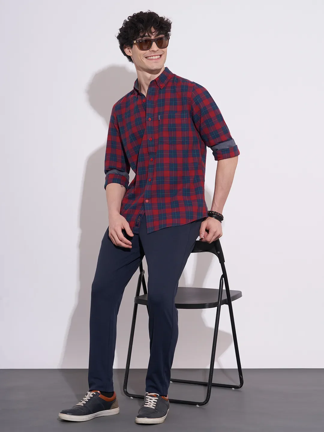 Navy Cropped Fit Chinos For Men By Being Human Clothing - Image 4