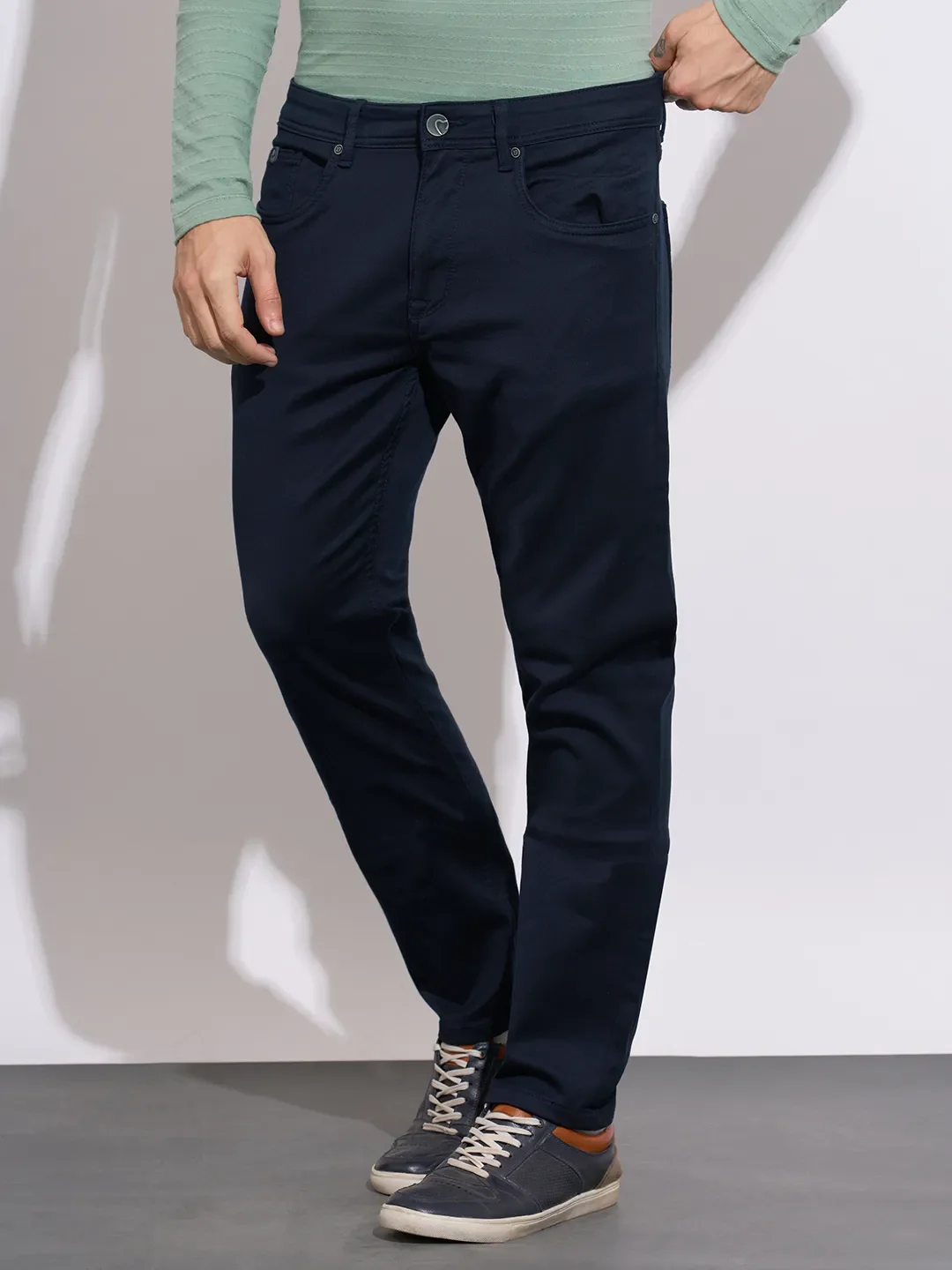 Navy Slim Fit Denims For Men By Being Human Clothing - Image 2