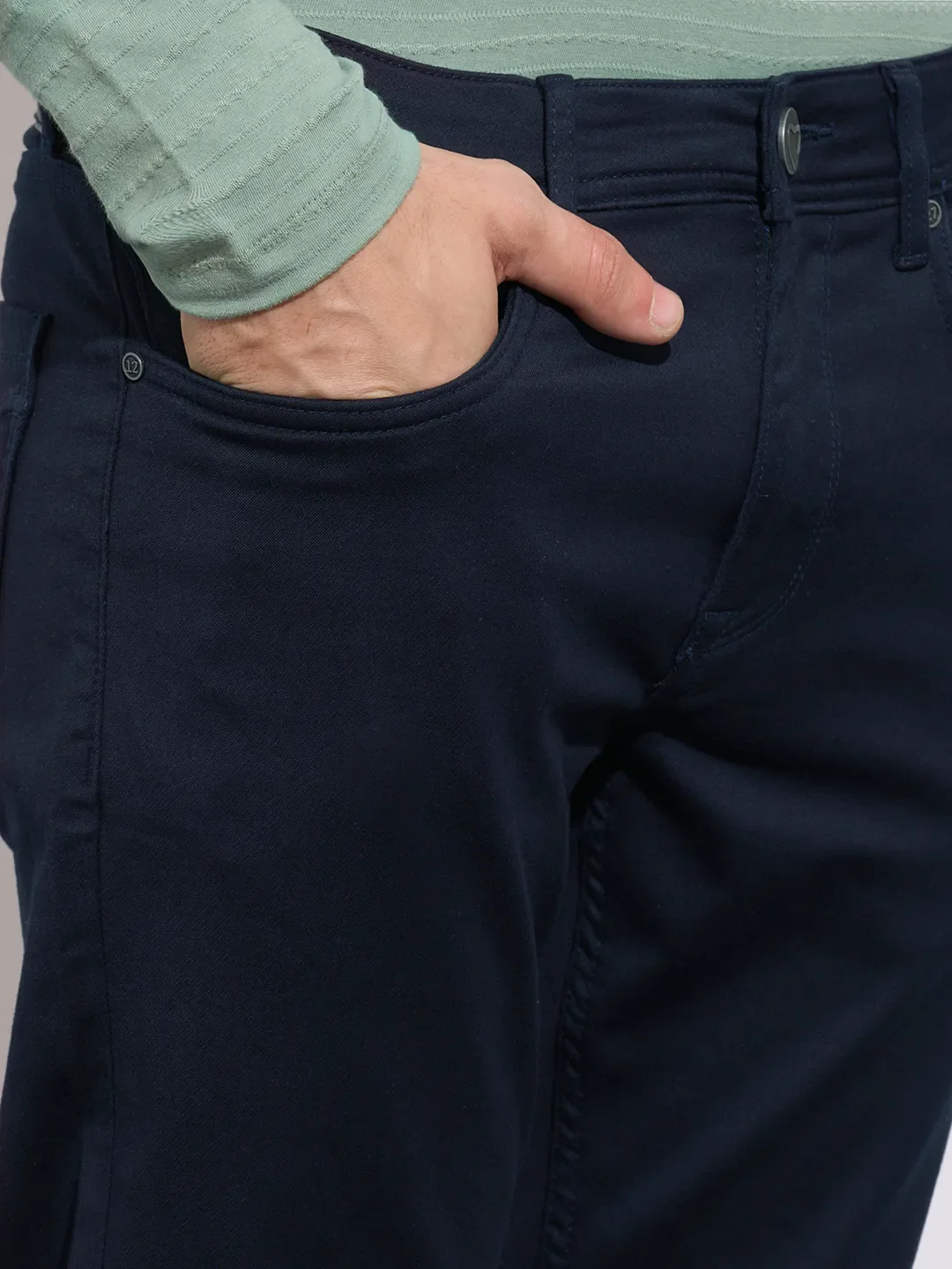 Navy Slim Fit Denims For Men By Being Human Clothing - Image 5
