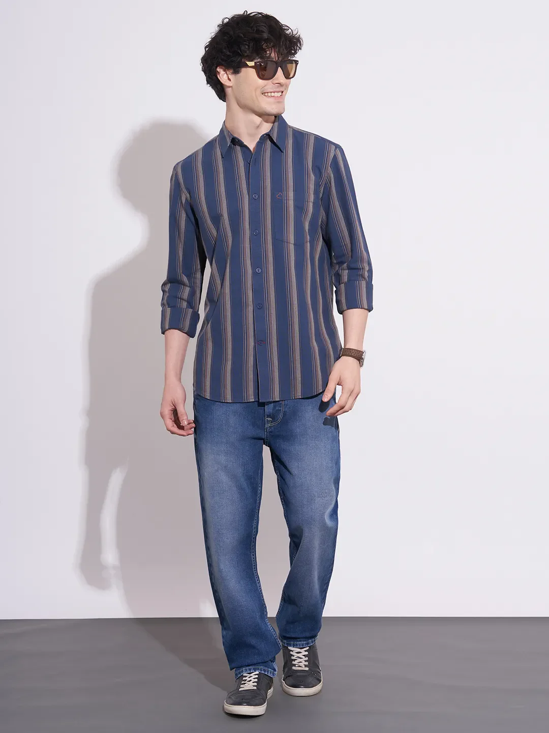 Navy Regular Fit Regular Collar Men's Shirt by Being Human Clothing - Image 4