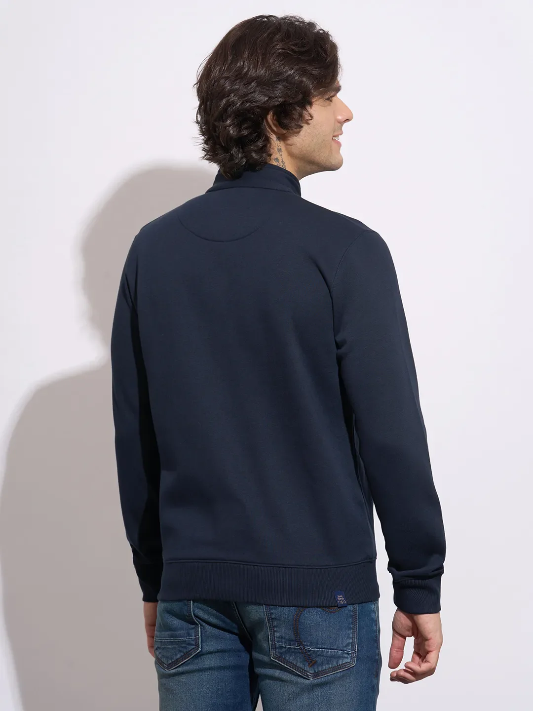 Navy Regular Fit Round Neck Men's Sweatshirt by Being Human Clothing - Image 3