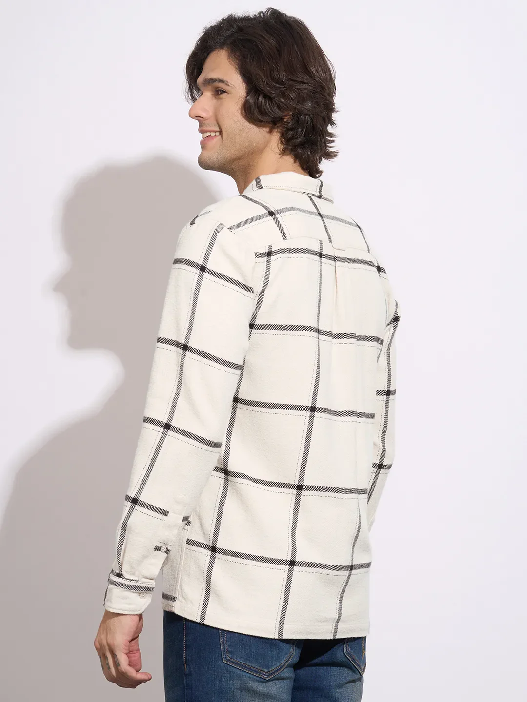 Beige Moderno Fit Regular Collar Men's Shirt by Being Human Clothing - Image 3