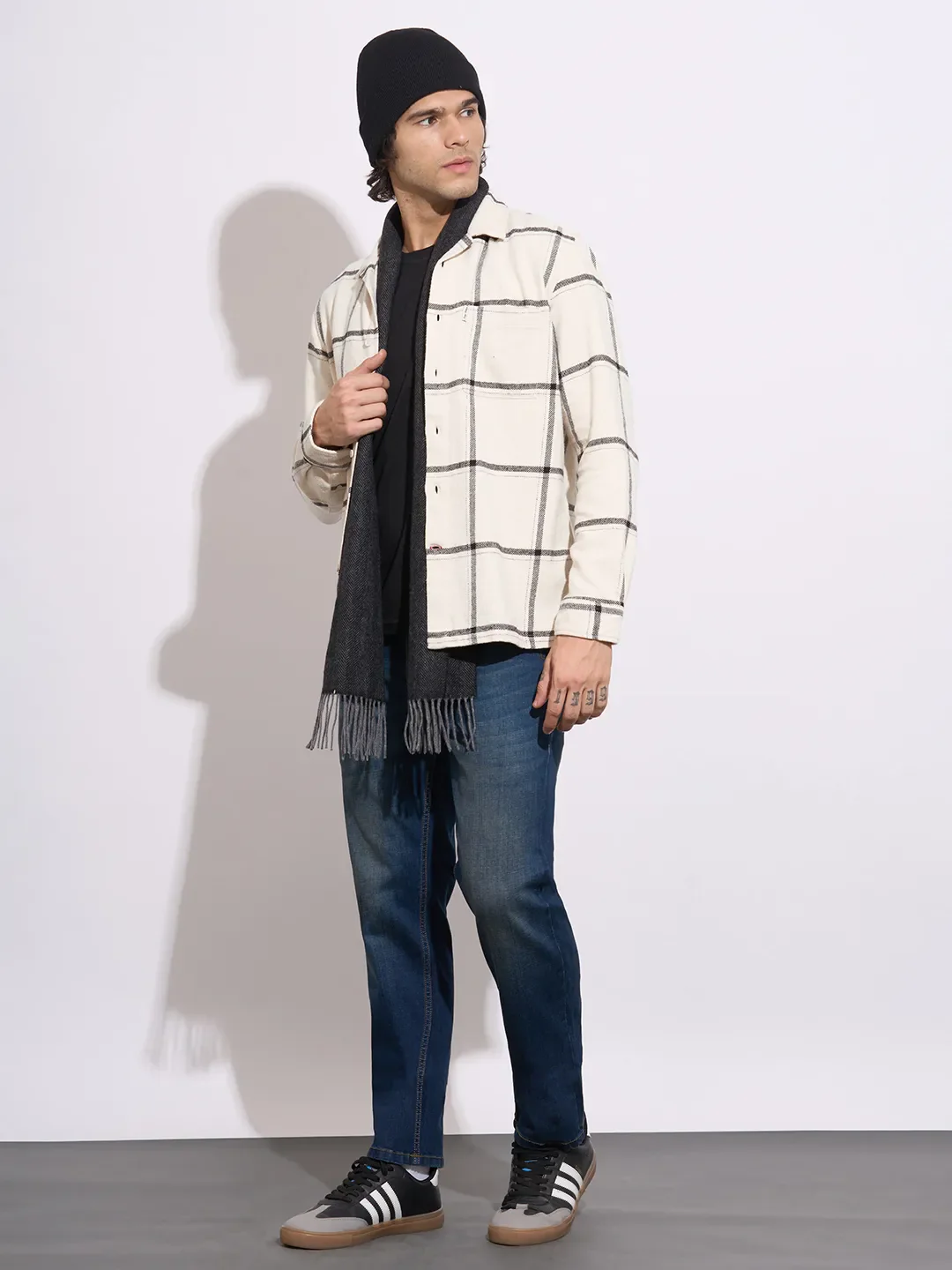 Beige Moderno Fit Regular Collar Men's Shirt by Being Human Clothing - Image 4