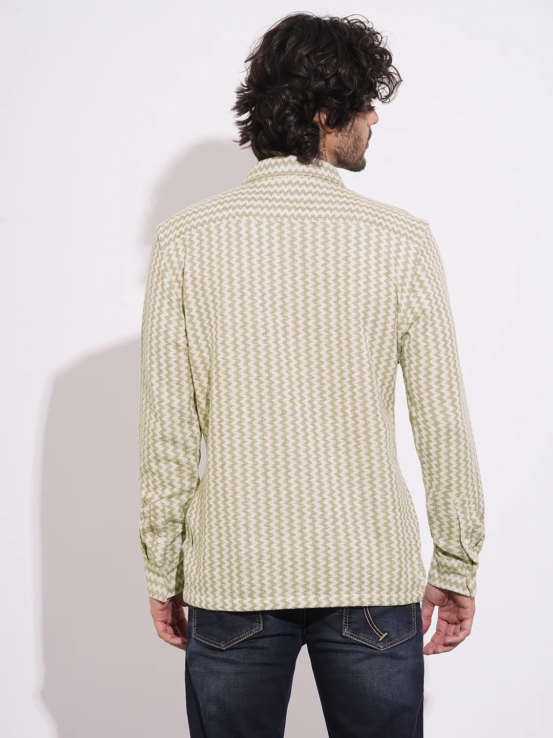 Beige Moderno Fit Regular Collar Long Sleeves Blended Men's Shirt by Being Human Clothing - Image 3