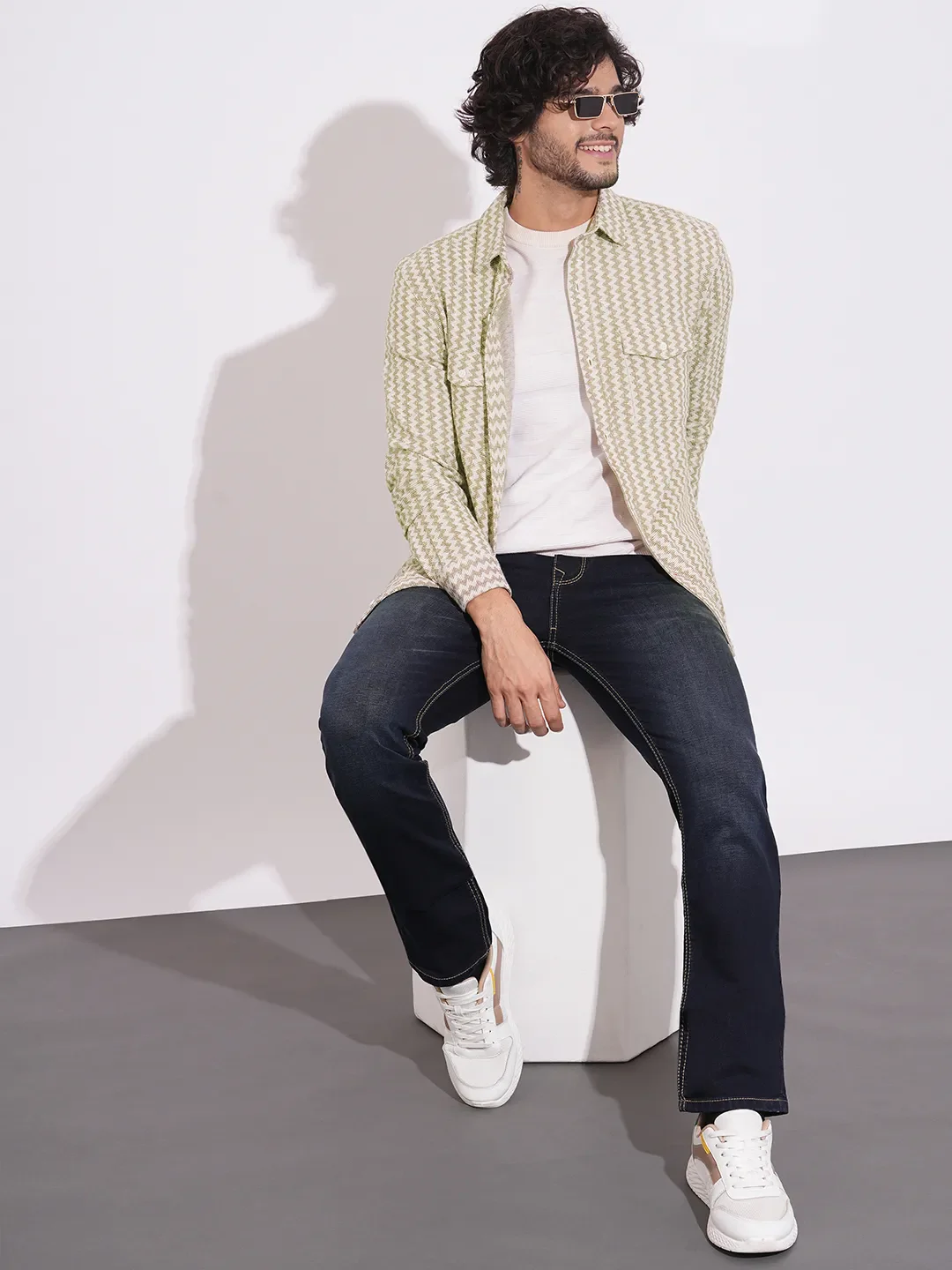 Beige Moderno Fit Regular Collar Long Sleeves Blended Men's Shirt by Being Human Clothing - Image 4