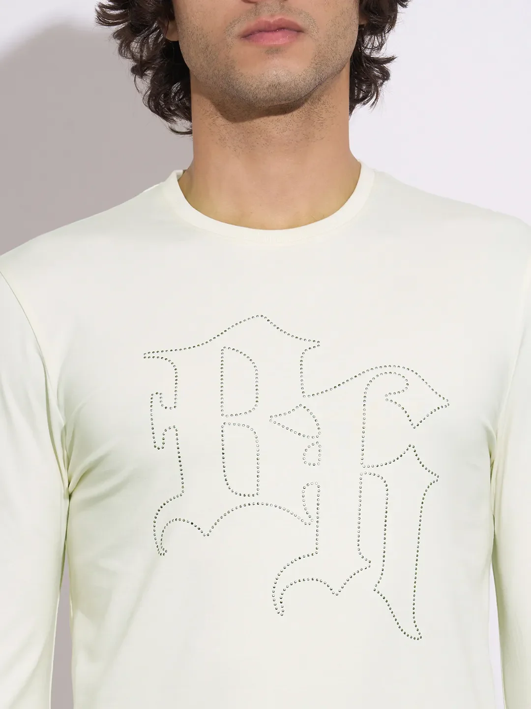 Ecru Moderno Fit Round Neck Men's T-Shirt by Being Human Clothing - Image 5