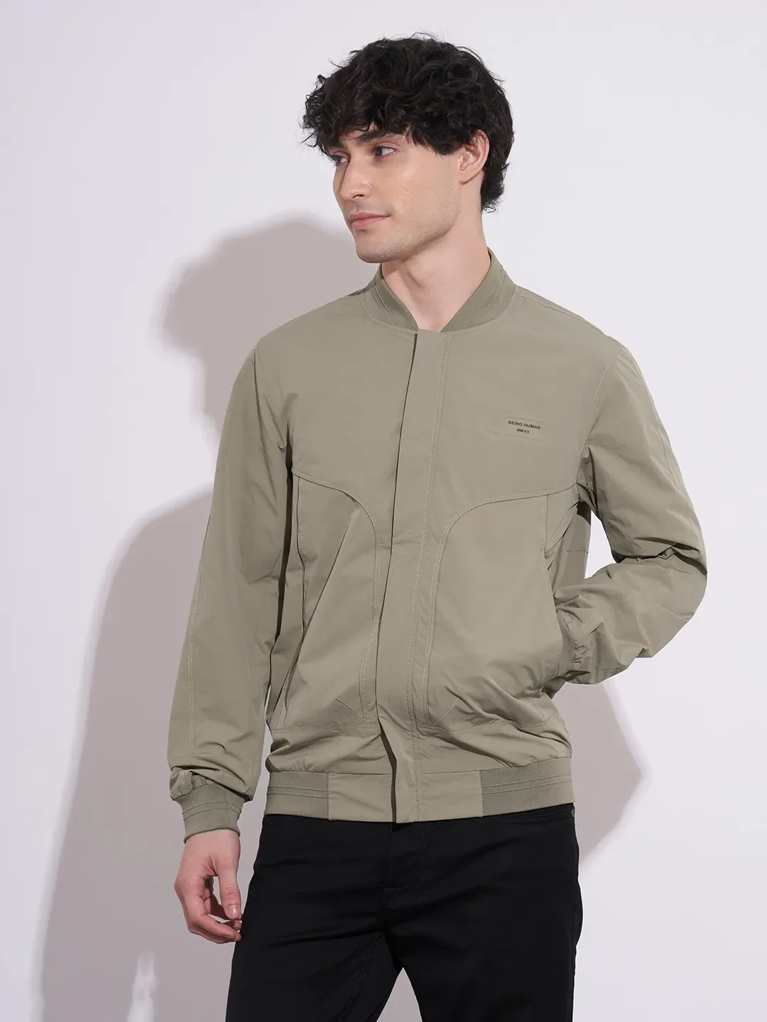 Olive Regular Fit Men's Jacket by Being Human Clothing