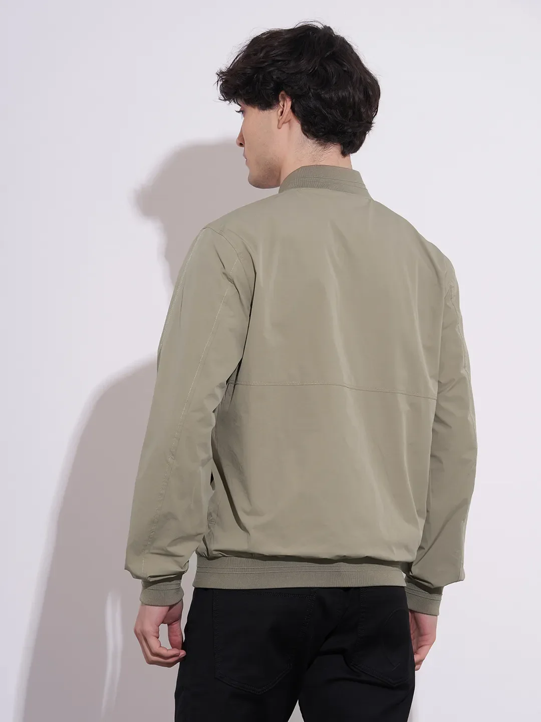 Olive Regular Fit Men's Jacket by Being Human Clothing - Image 3