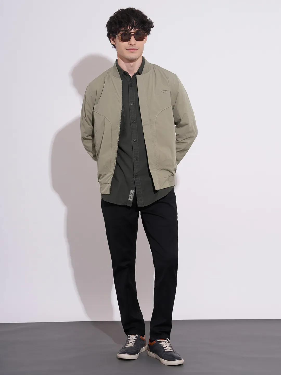 Olive Regular Fit Men's Jacket by Being Human Clothing - Image 4