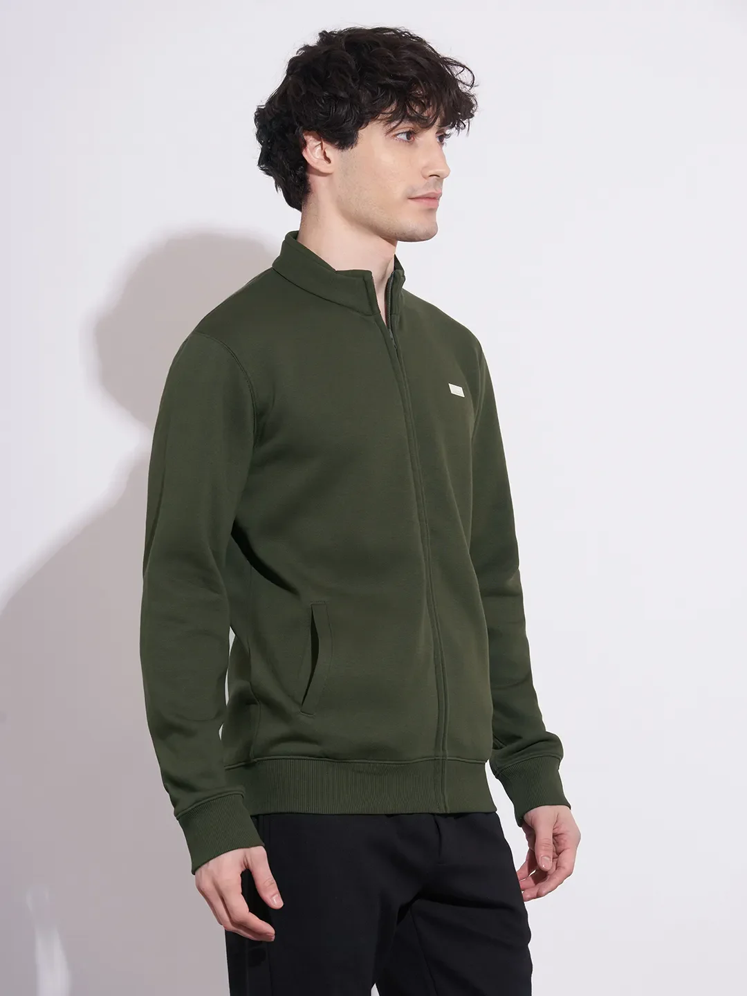 Olive Regular Fit Round Neck Men's Sweatshirt by Being Human Clothing - Image 2