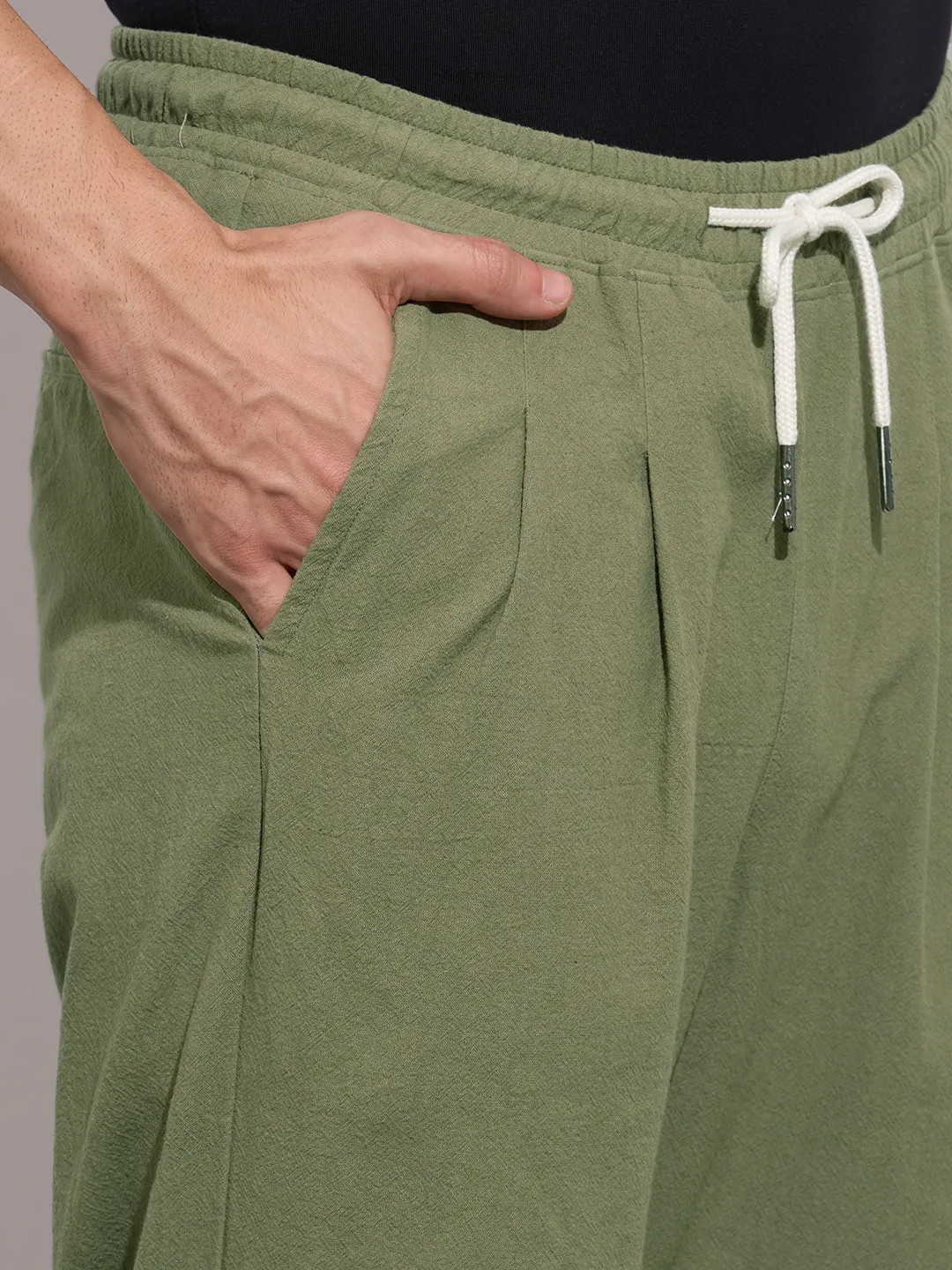 Olive Regular Fit Cargos for Men By Being Human Clothing - Image 5