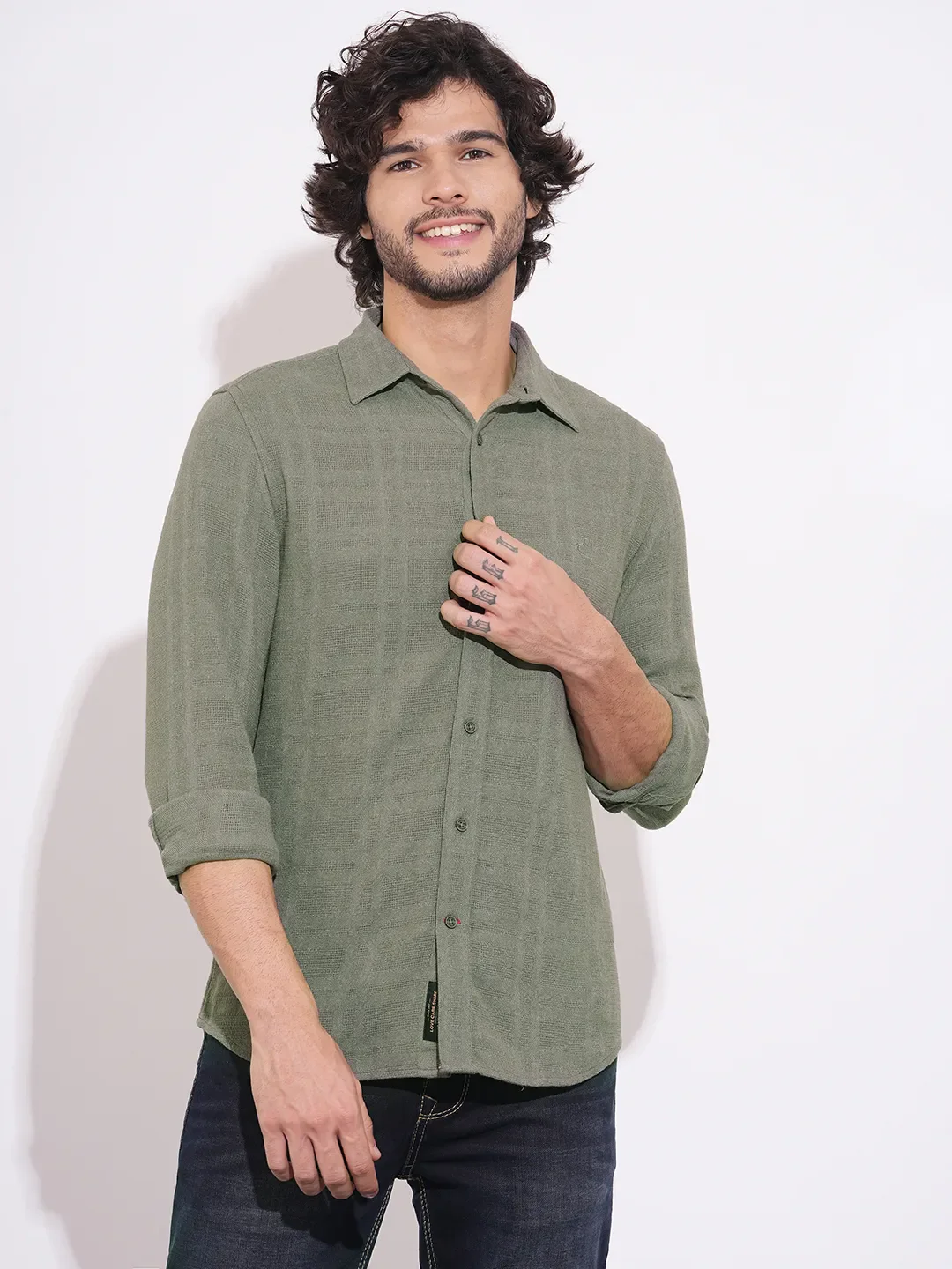 Brown Regular Fit Regular Collar Men's Shirt by Being Human Clothing