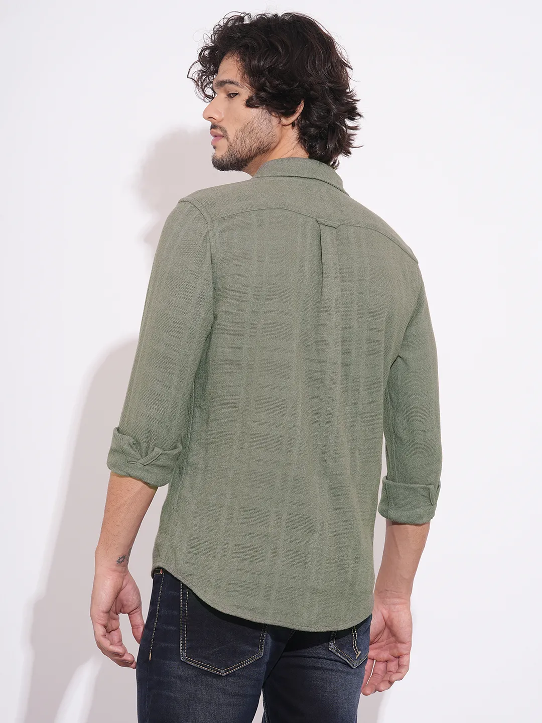 Brown Regular Fit Regular Collar Men's Shirt by Being Human Clothing - Image 3