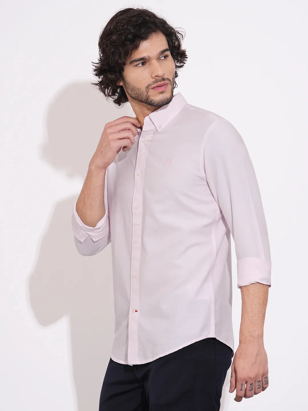 Pink Moderno Fit Regular Collar Men's Shirt by Being Human Clothing - Image 2