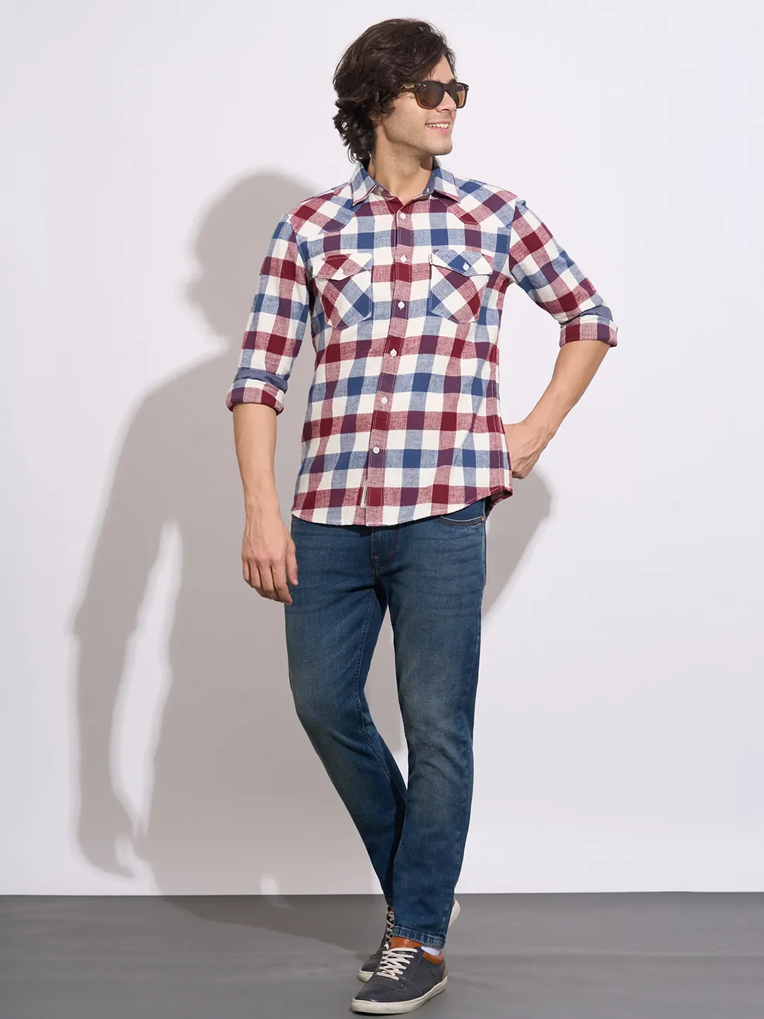 Brown Moderno Fit Regular Collar Long Sleeves Cotton Men's Shirt by Being Human Clothing - Image 4
