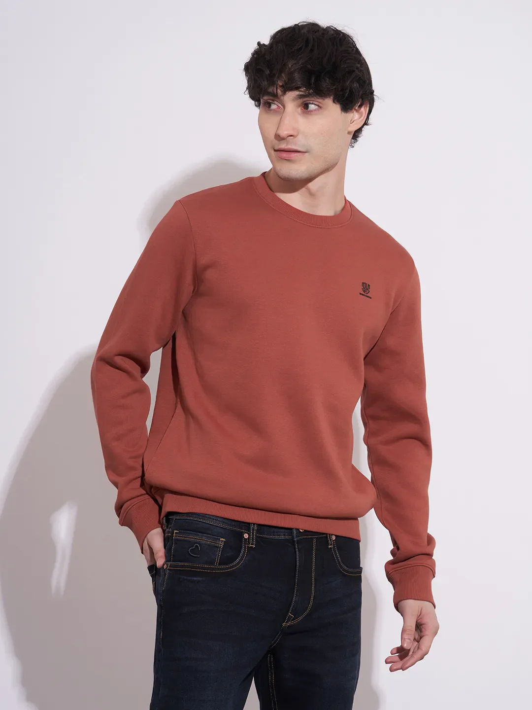Red Regular Fit Round Neck Men's Sweatshirt by Being Human Clothing - Image 2