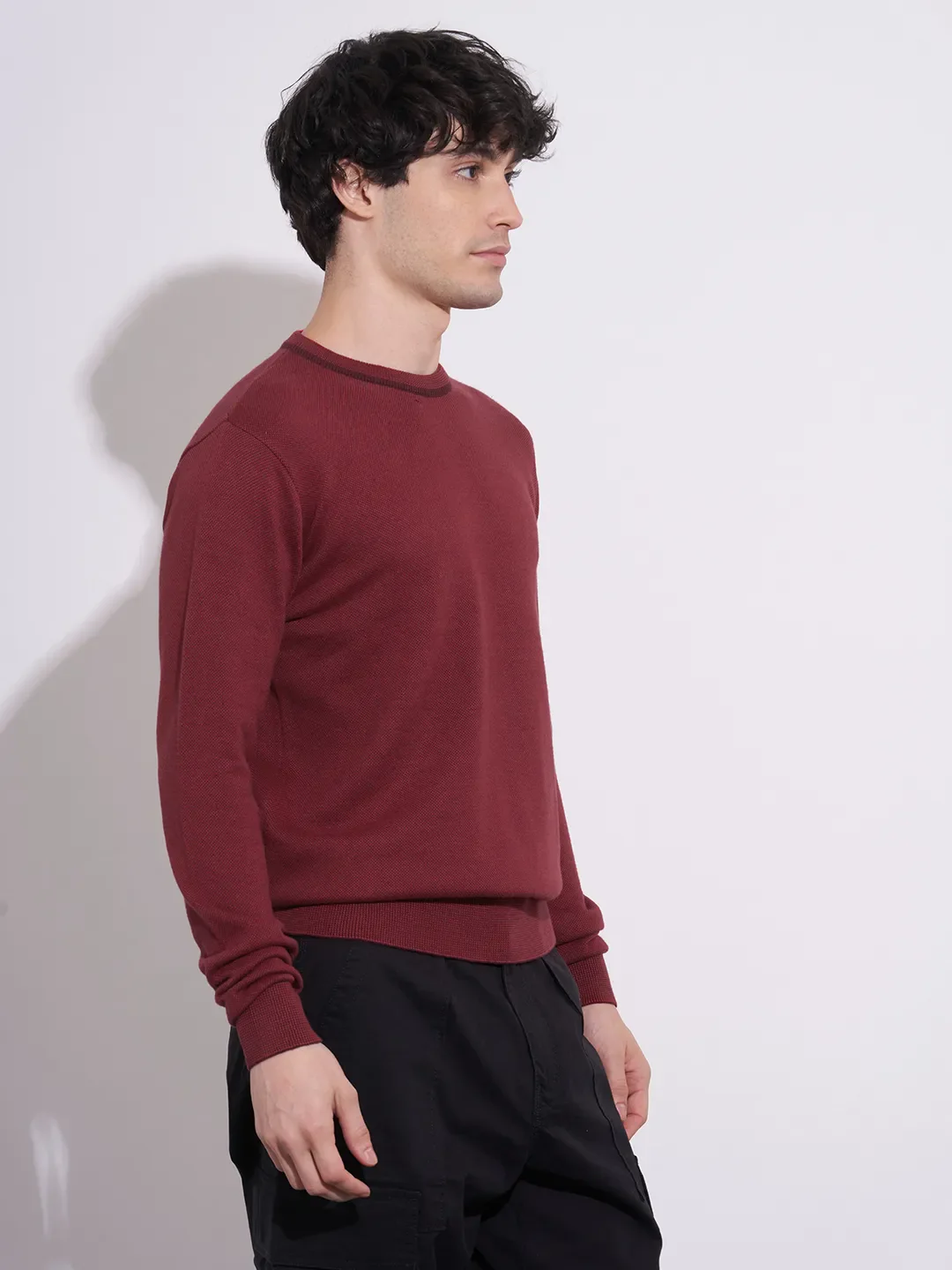 Red Regular Fit Round Neck Long Sleeves Men's Sweatshirt by Being Human Clothing - Image 2