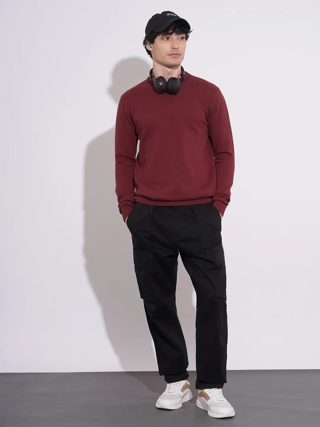 Red Regular Fit Round Neck Long Sleeves Men's Sweatshirt by Being Human Clothing - Image 4