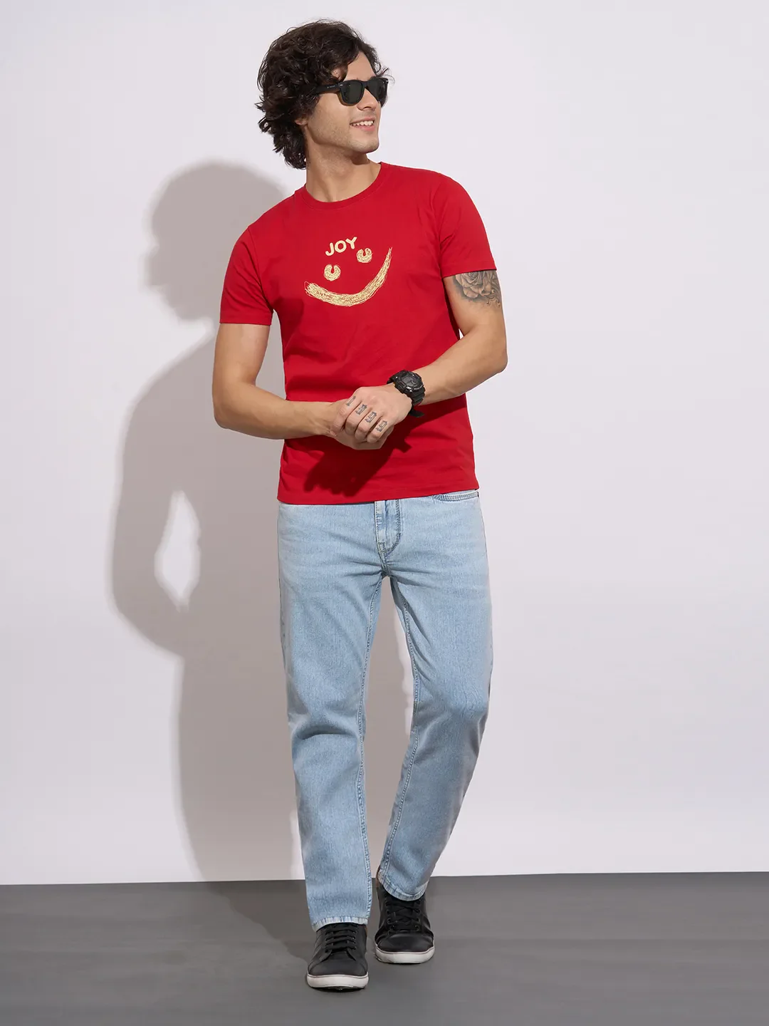 Red Moderno Fit Round Neck Men's T-Shirt by Being Human Clothing - Image 4
