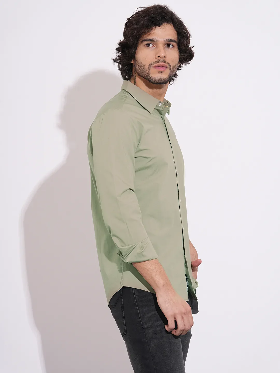 Sand Regular Fit Regular Collar Men's Shirt by Being Human Clothing - Image 2