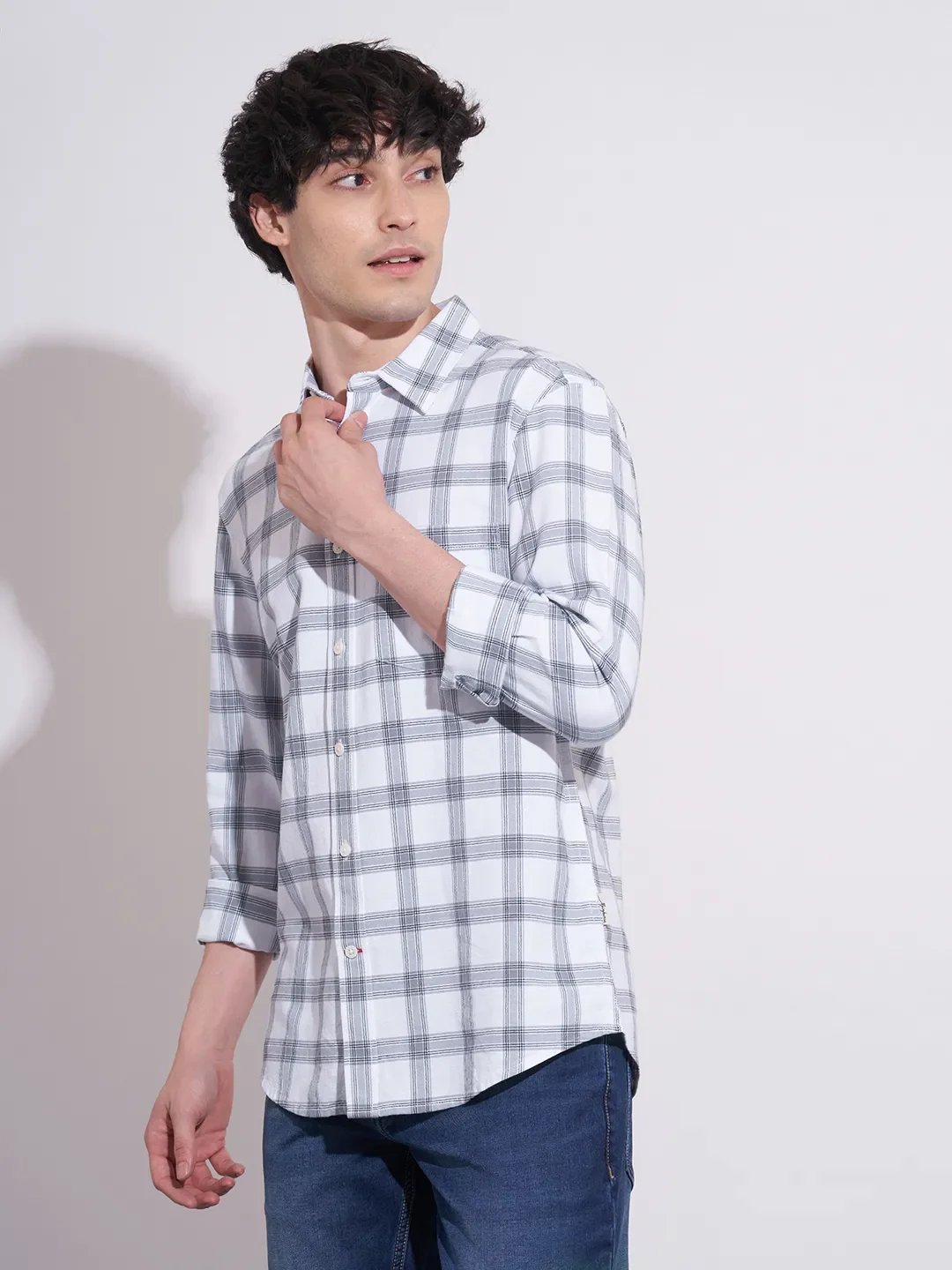 White Regular Fit Regular Collar Men's Shirt by Being Human Clothing - Image 2
