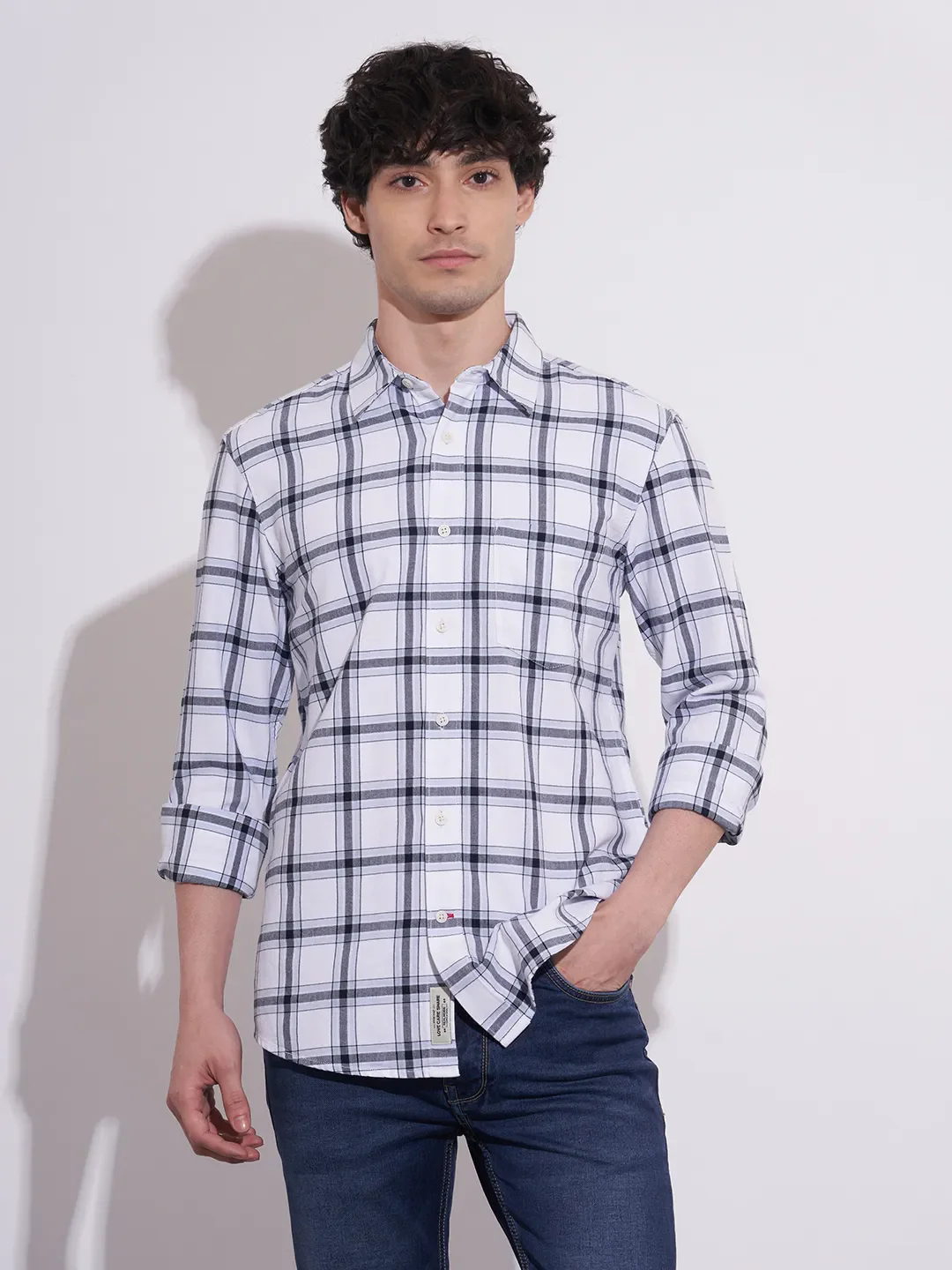 White Regular Fit Men's Shirt by Being Human Clothing