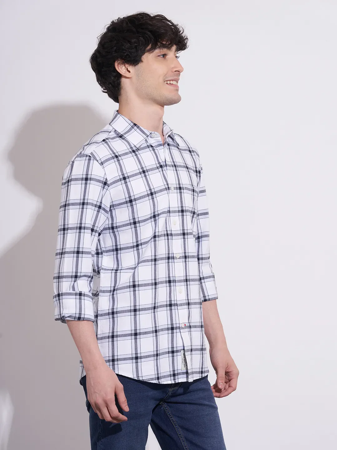 White Regular Fit Men's Shirt by Being Human Clothing - Image 2