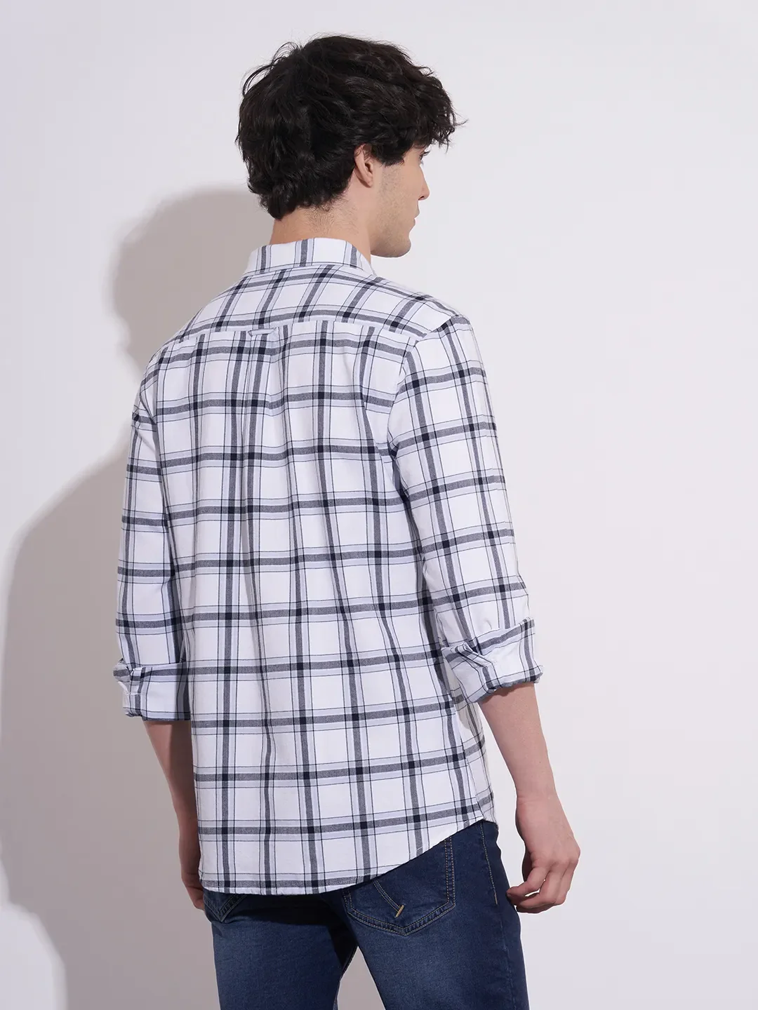 White Regular Fit Men's Shirt by Being Human Clothing - Image 3