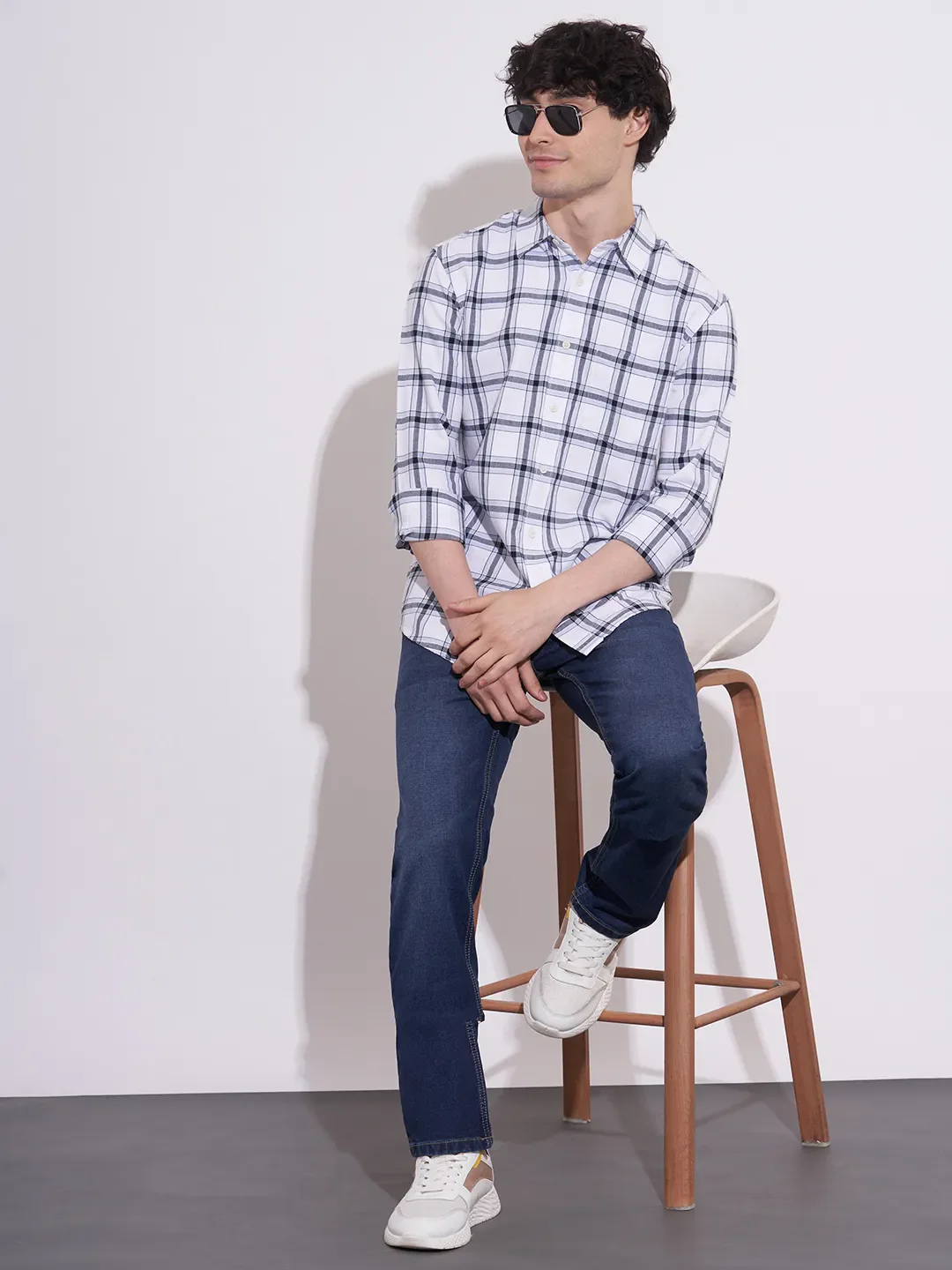 White Regular Fit Men's Shirt by Being Human Clothing - Image 4