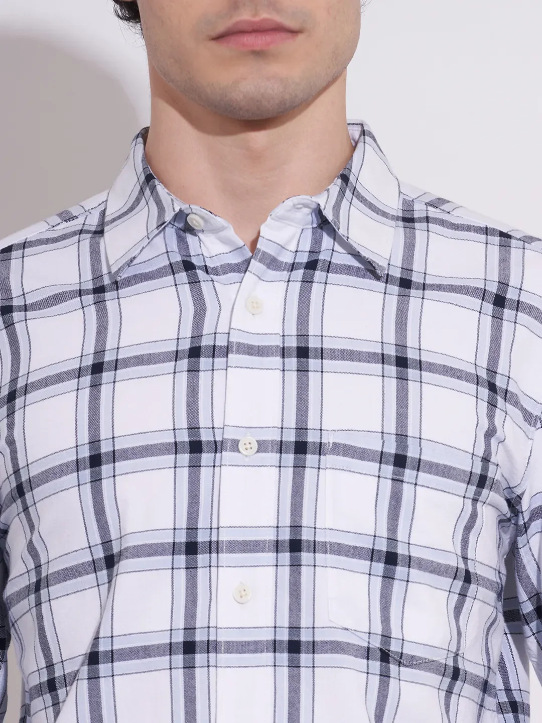 White Regular Fit Men's Shirt by Being Human Clothing - Image 5