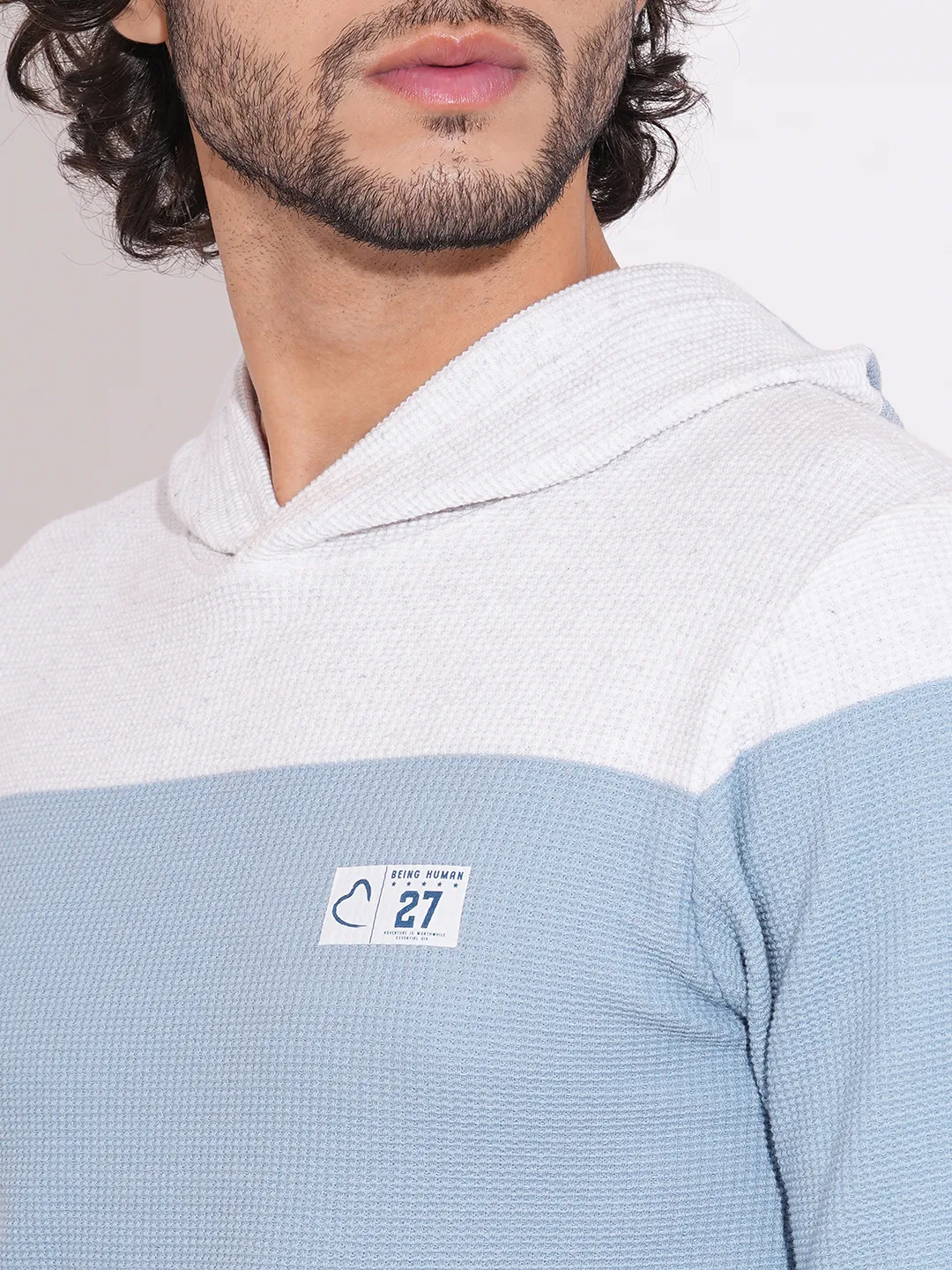 White Regular Fit Men's Hoodie by Being Human Clothing - Image 5