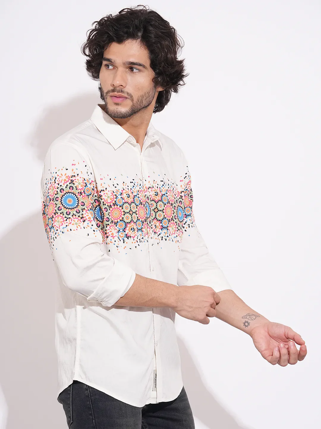 White Moderno Fit Regular Collar Men's Shirt by Being Human Clothing - Image 2
