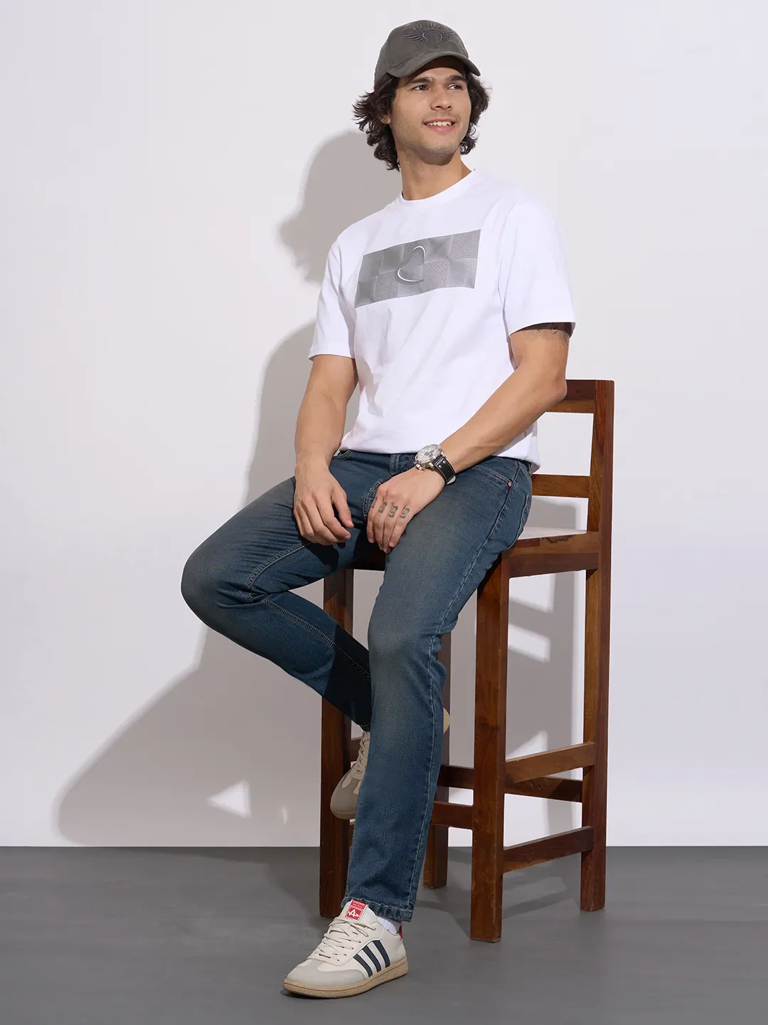 White Easy Fit Round Neck Men's T-Shirt by Being Human Clothing - Image 4
