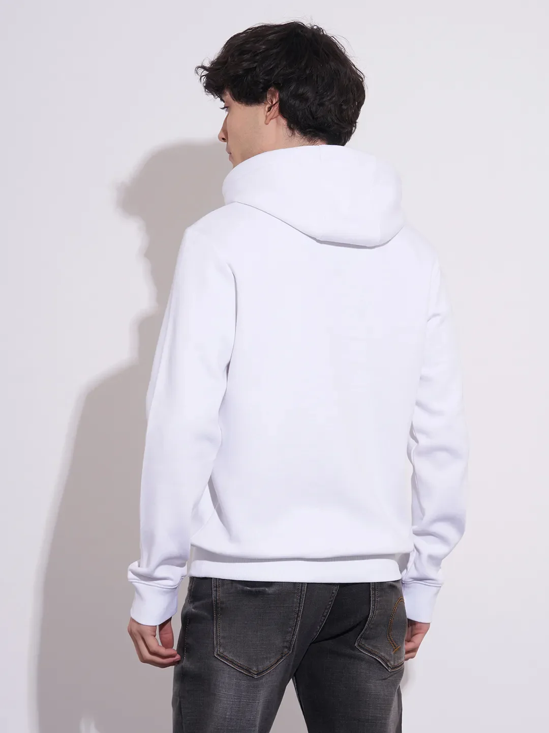 White Regular Fit Men's Hoodie by Being Human Clothing - Image 3