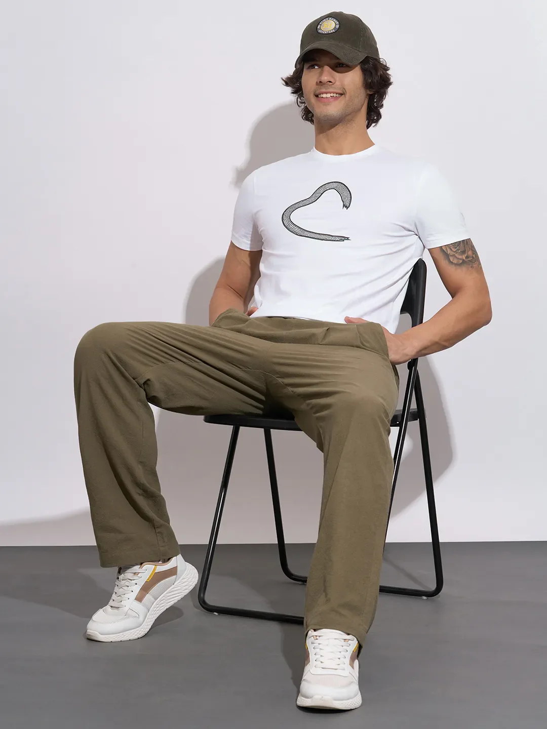 White Moderno Fit Round Neck Men's T-Shirt by Being Human Clothing - Image 4
