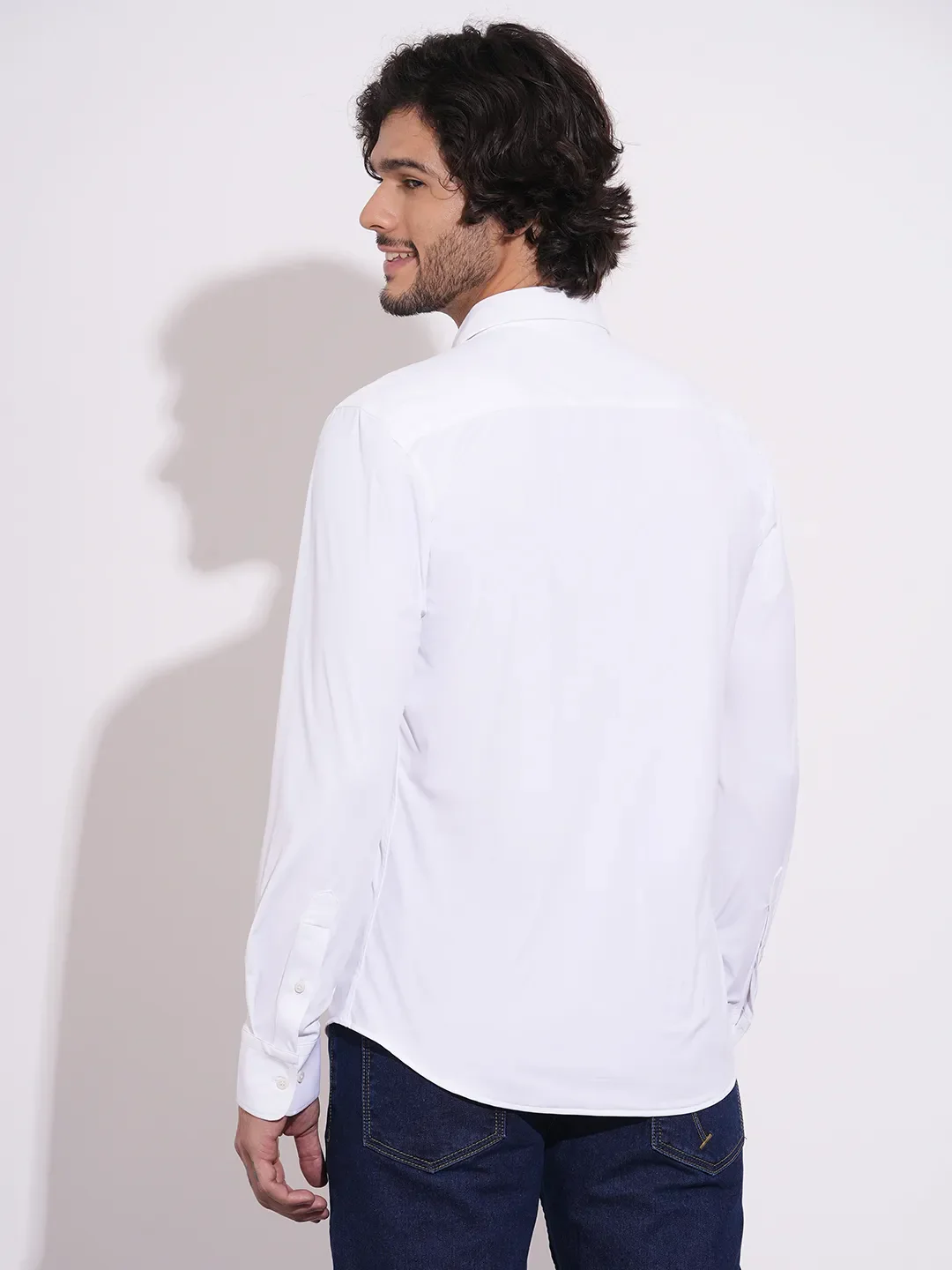 White Regular Fit Regular Collar Men's Shirt by Being Human Clothing - Image 3